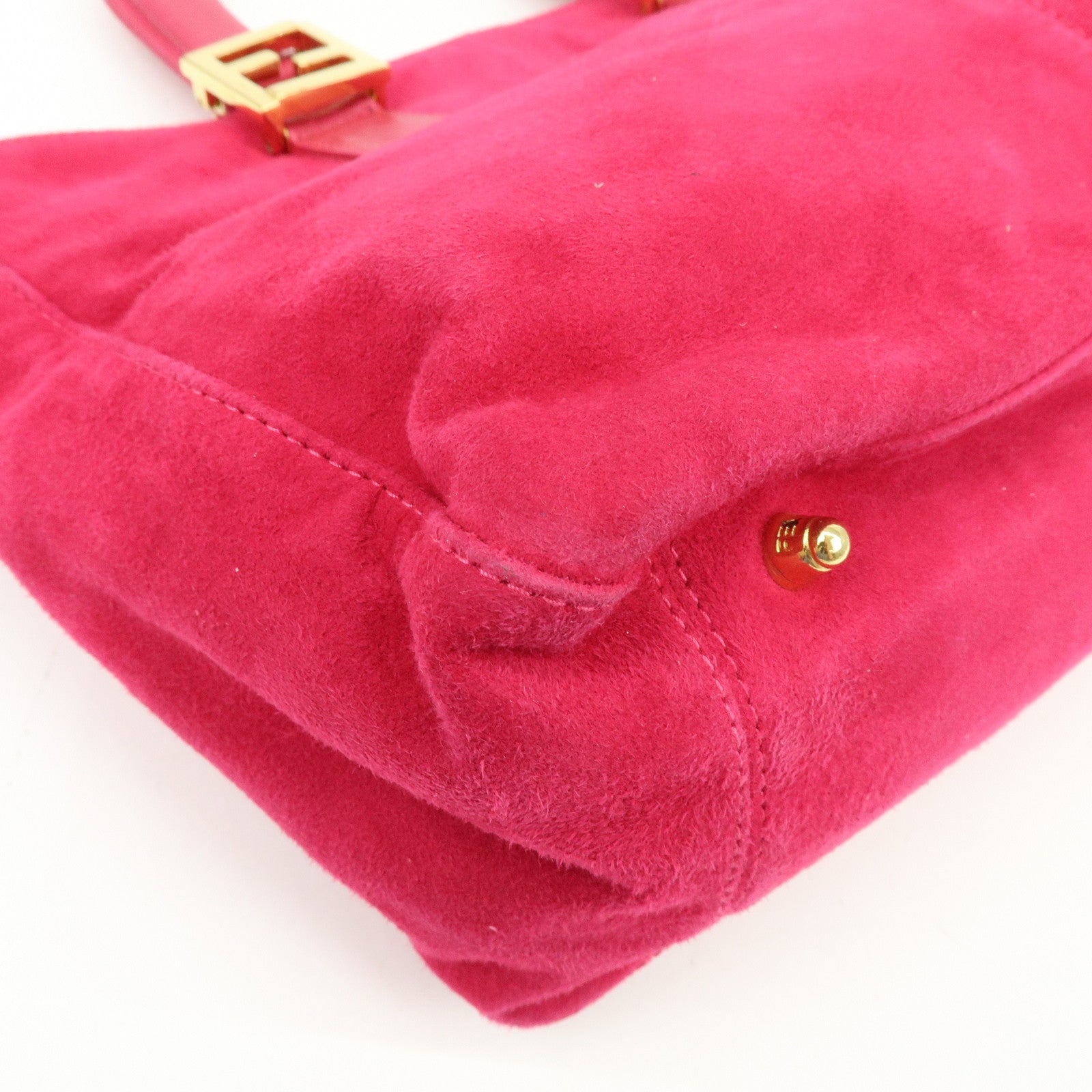 FENDI Logo Suede Leather Hand Bag Tote Bag Pink 2308・26693・609