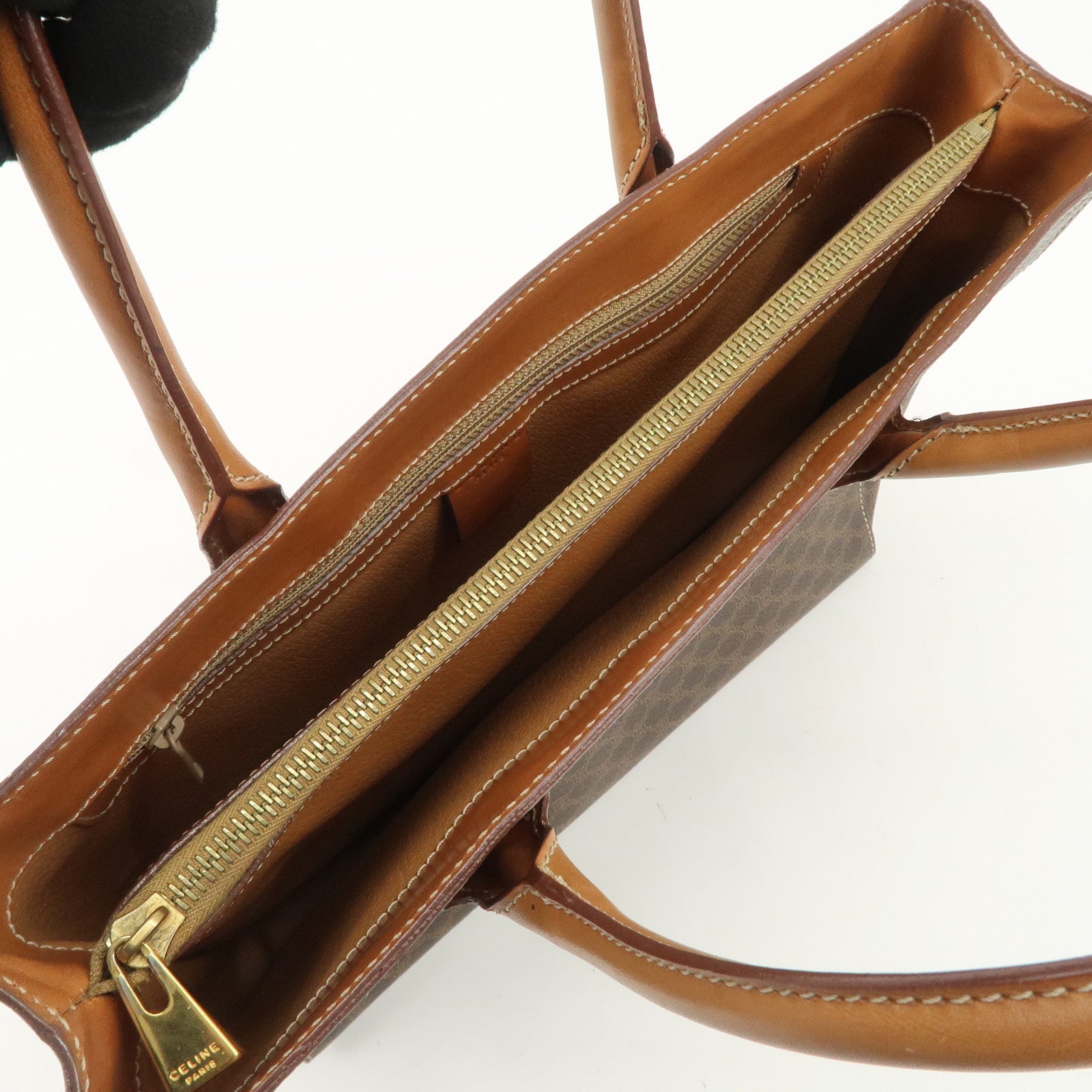 CELINE Macadam PVC Leather Tote Bag Hand Bag Brown