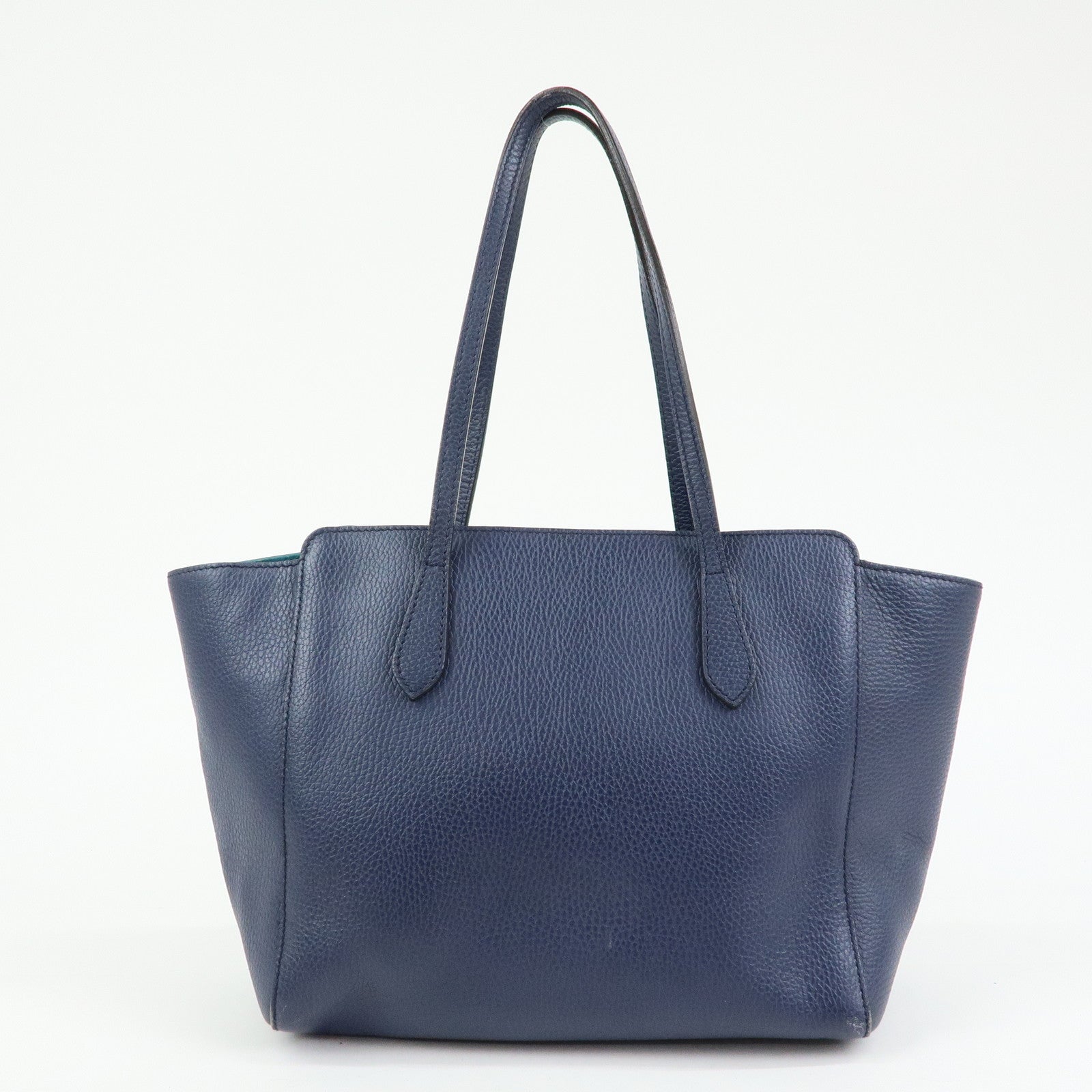 GUCCI Swing Leather Tote Bag Shoulder Bag Navy 354408
