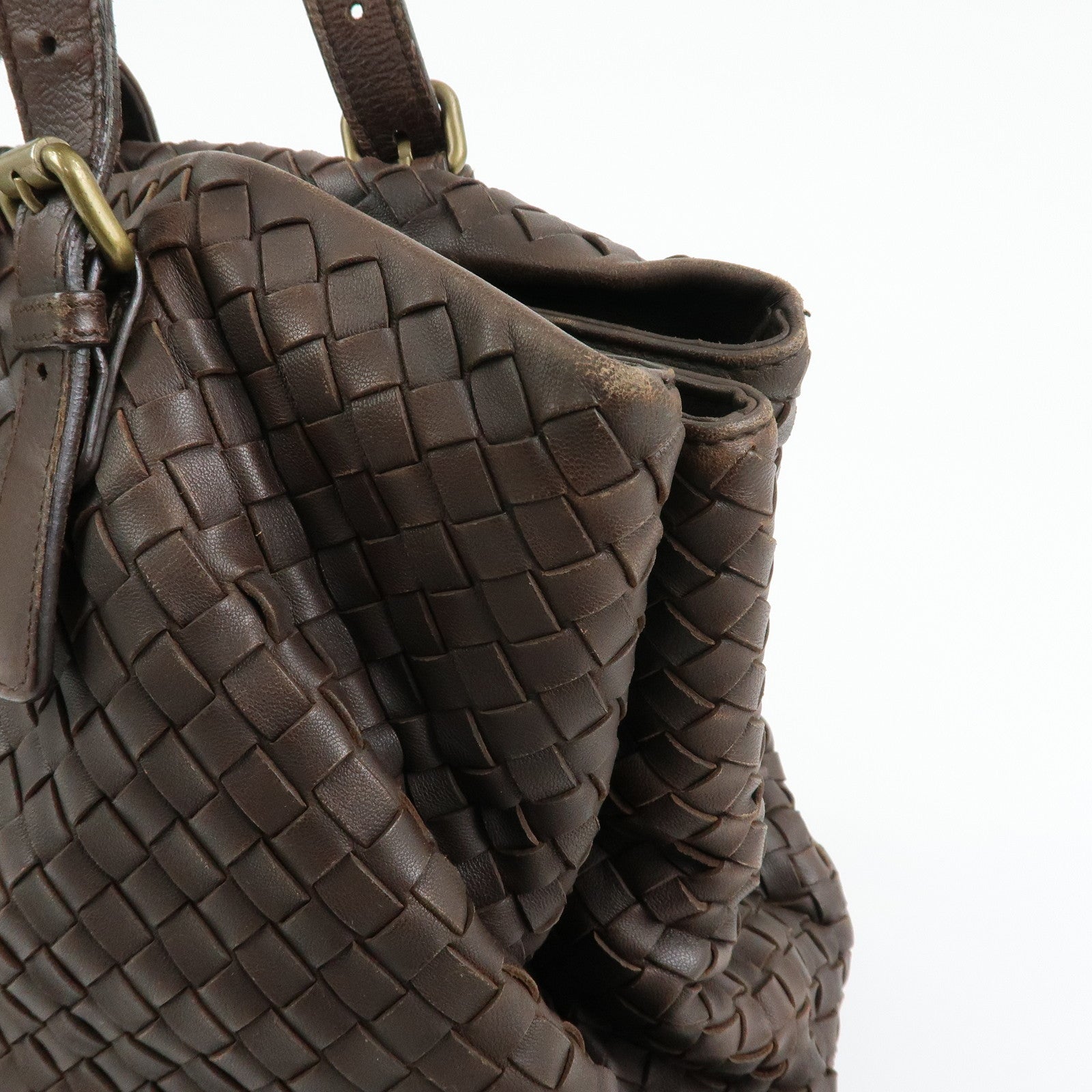 BOTTEGA VENETA Intrecciato Leather Tote Bag Hand Bag Brown