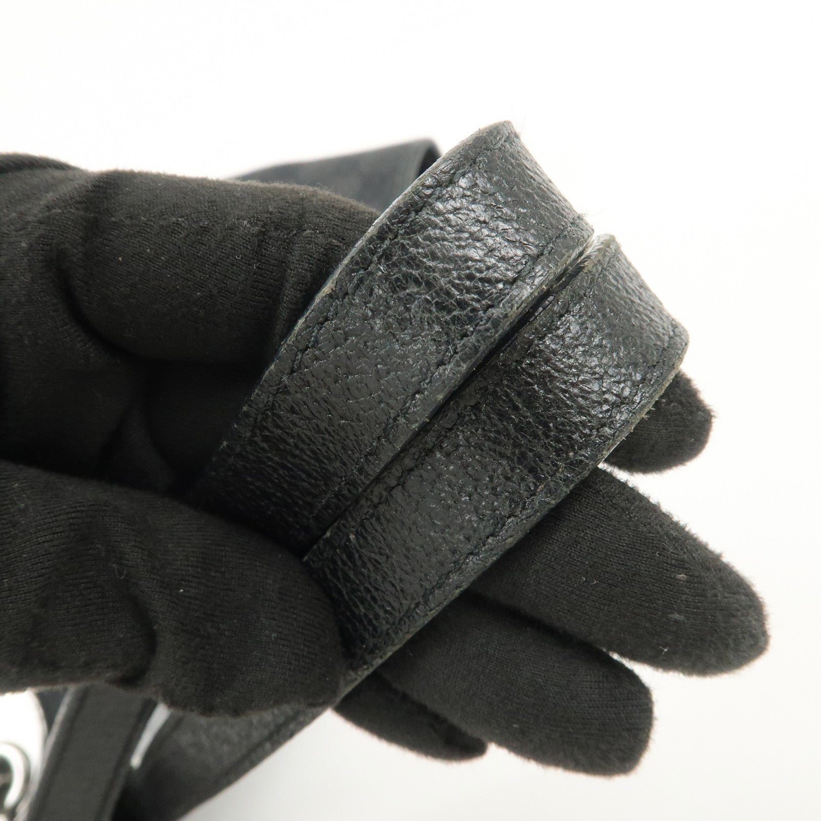 GUCCI Logo GG Canvas Leather Tote Bag Hand Bag Black 120836