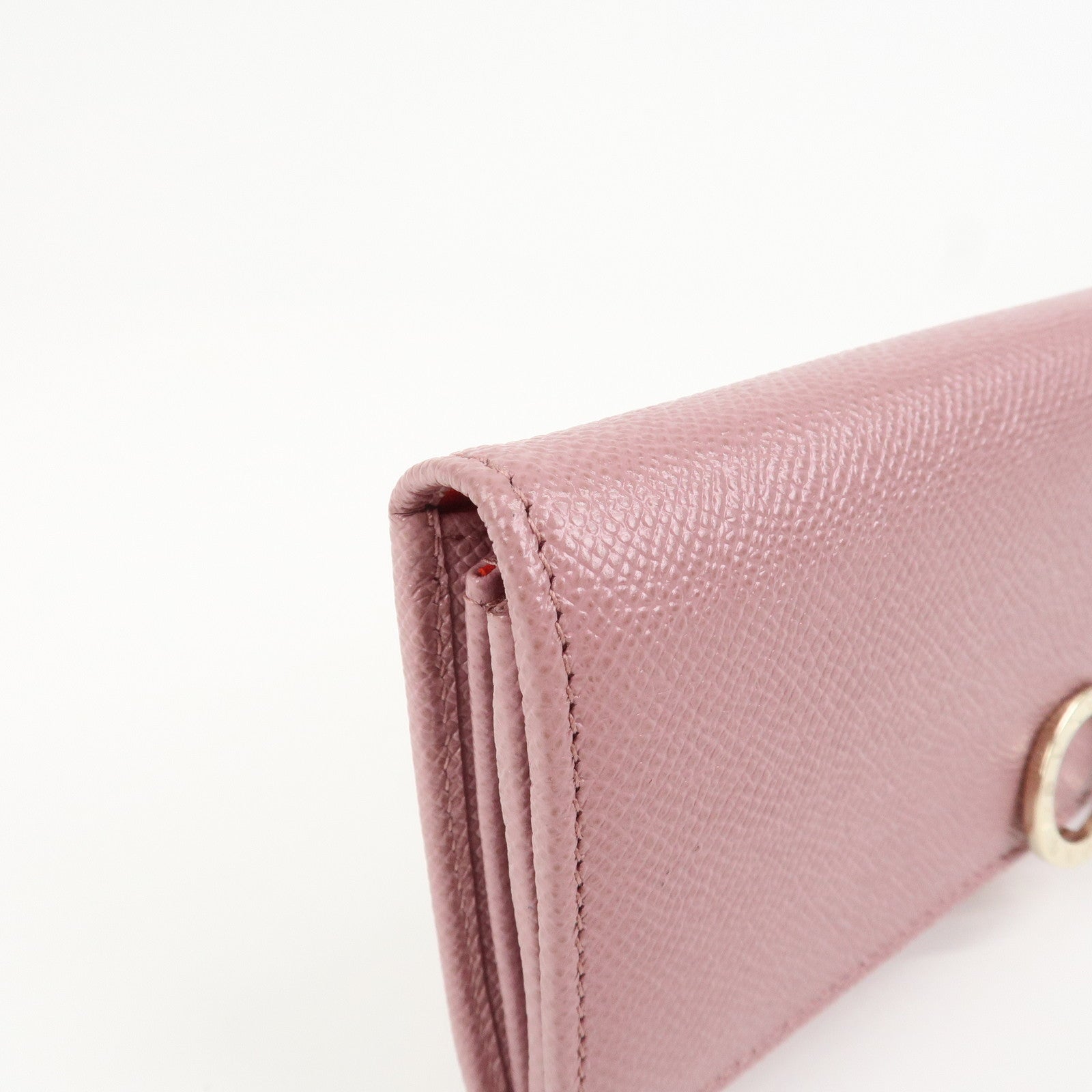 BVLGARI Logo Leather Bi-Fold Long Wallet Light Purple