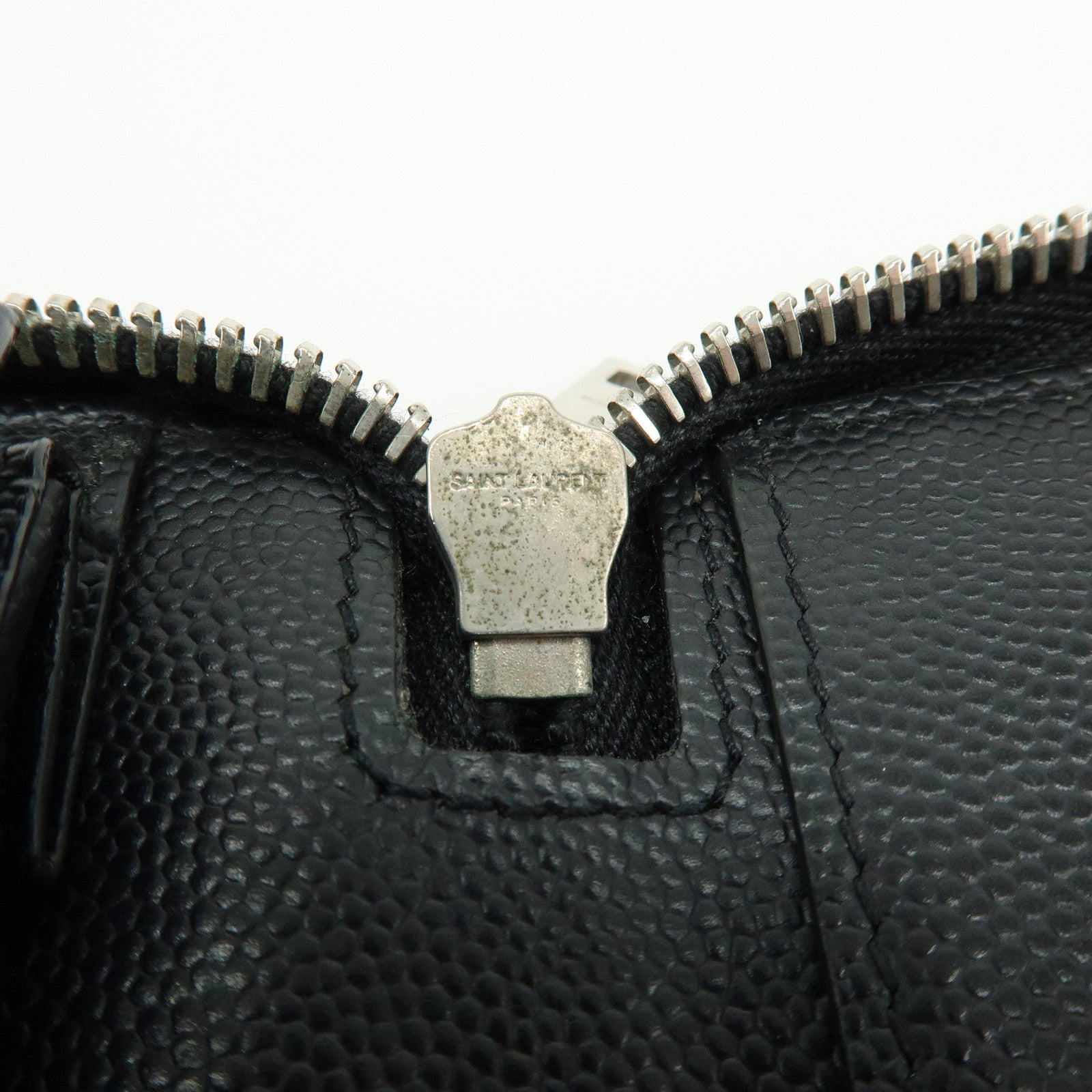 SAINT LAURENT PARIS Leather Round Zippy Long Wallet Black