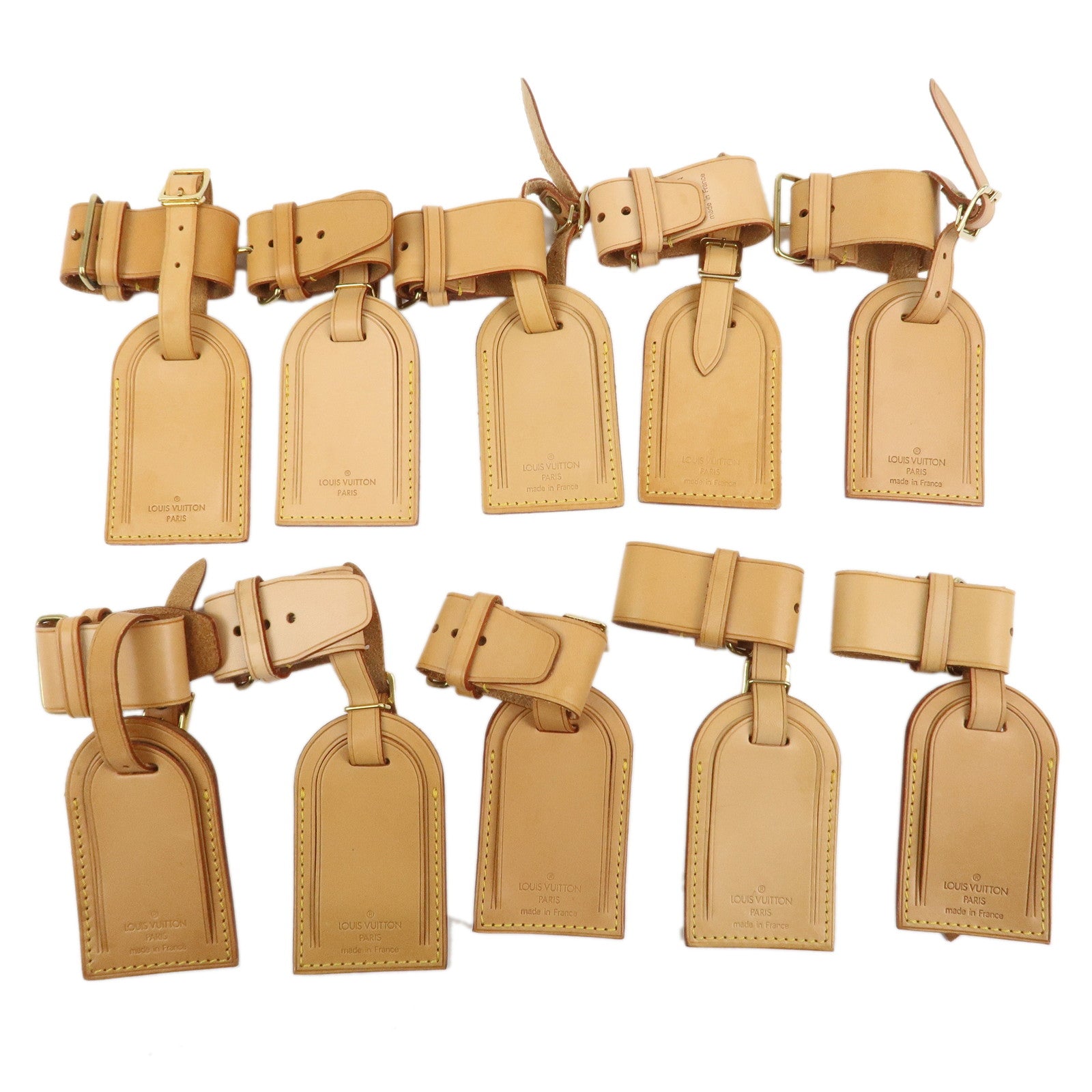 Louis Vuitton Set of 10 Leather Name Tag & Poignet Natural