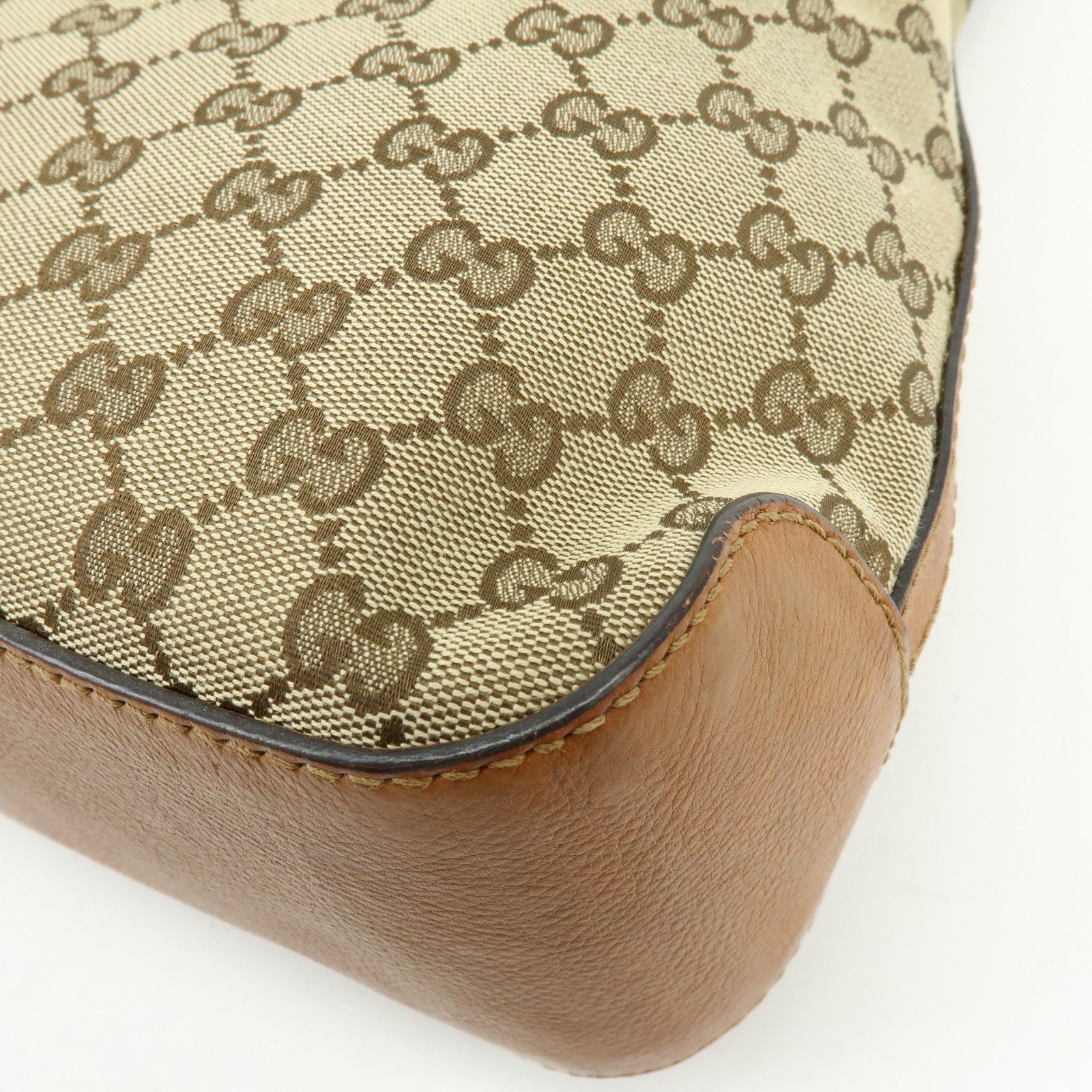 GUCCI Marrakech GG Canvas Leather Shoulder Bag Brown 257026