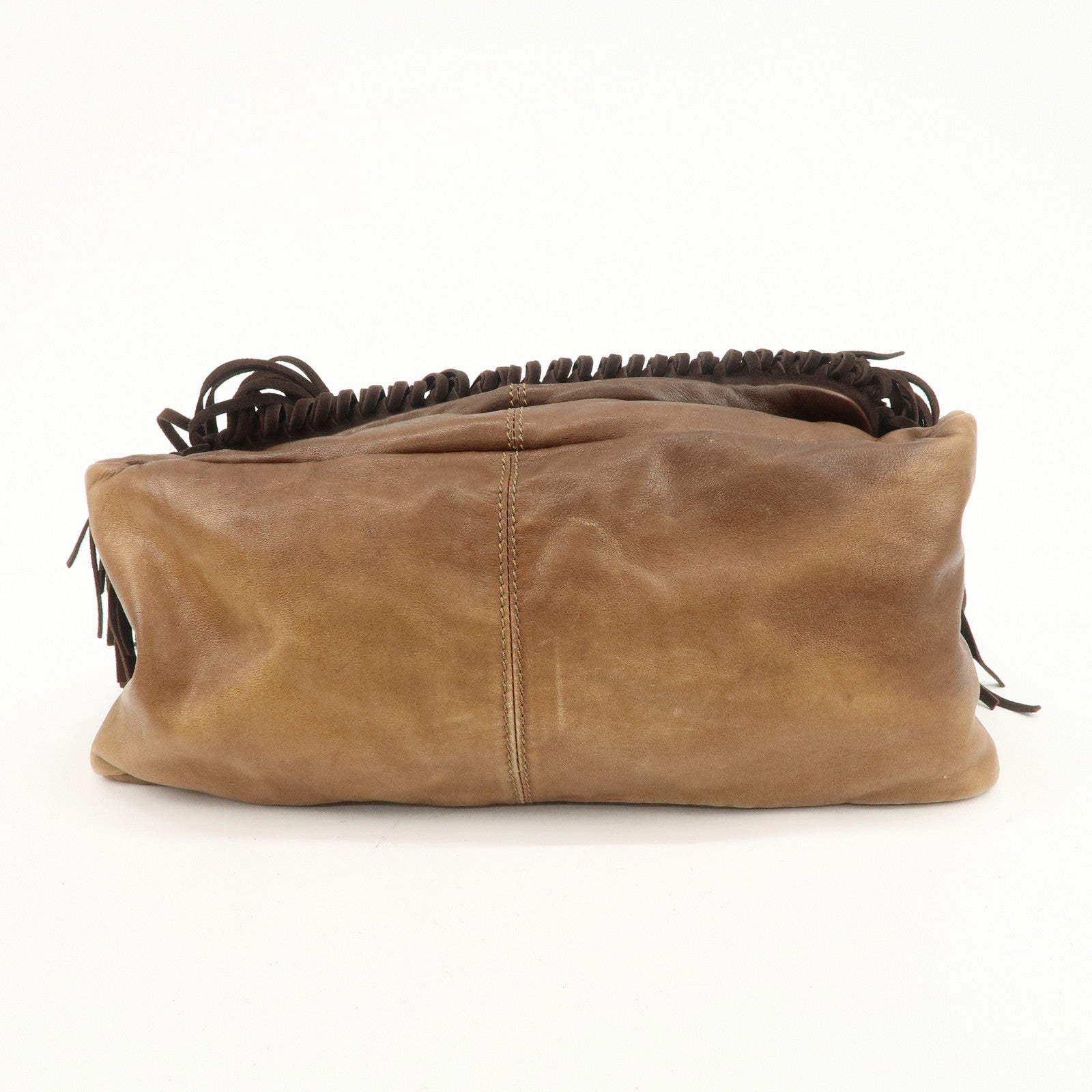 JIMMY CHOO Leather Suede Chain Shoulder Bag Hand Bag Brown