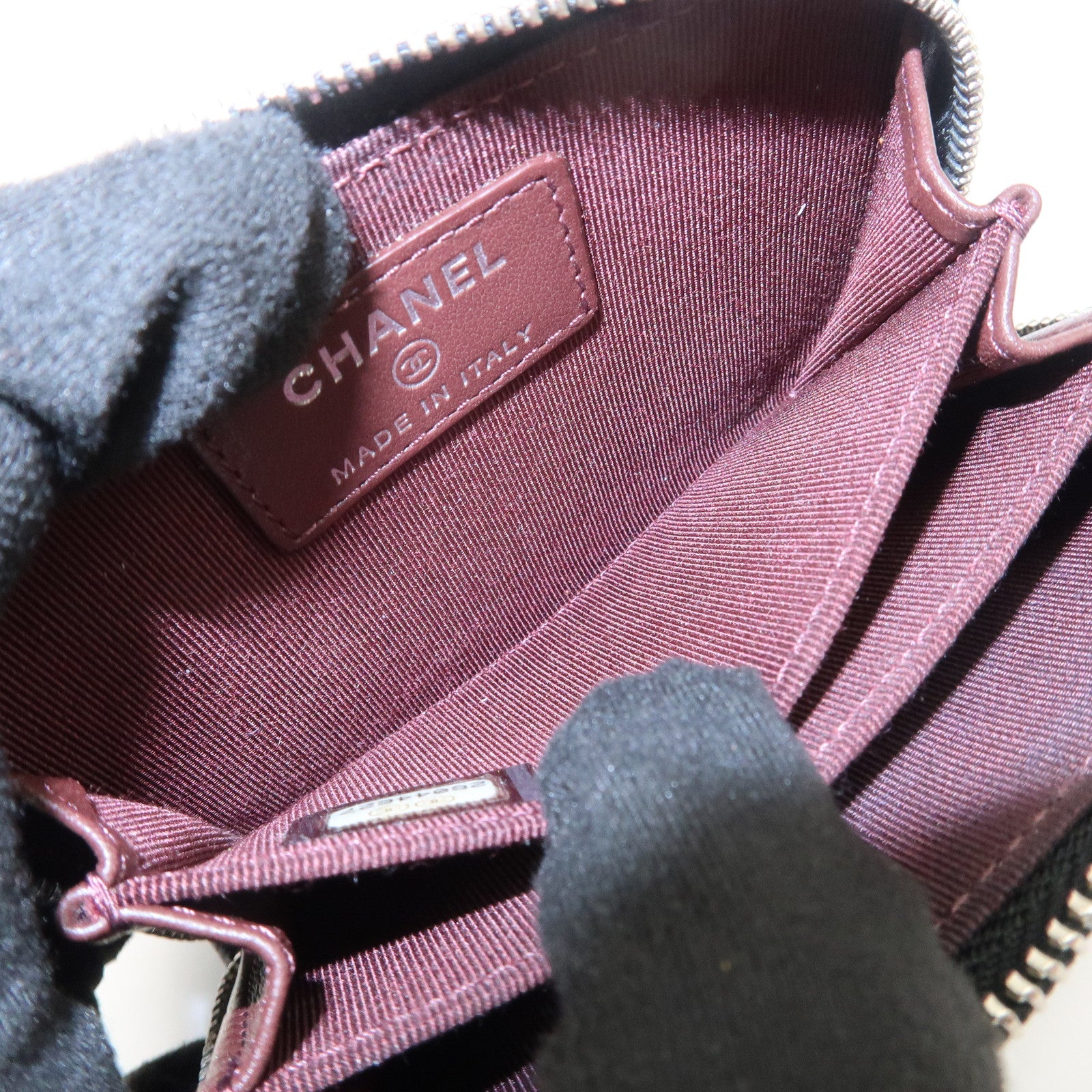 CHANEL Matelasse Caviarskin Coin Case Black Silver Hardware