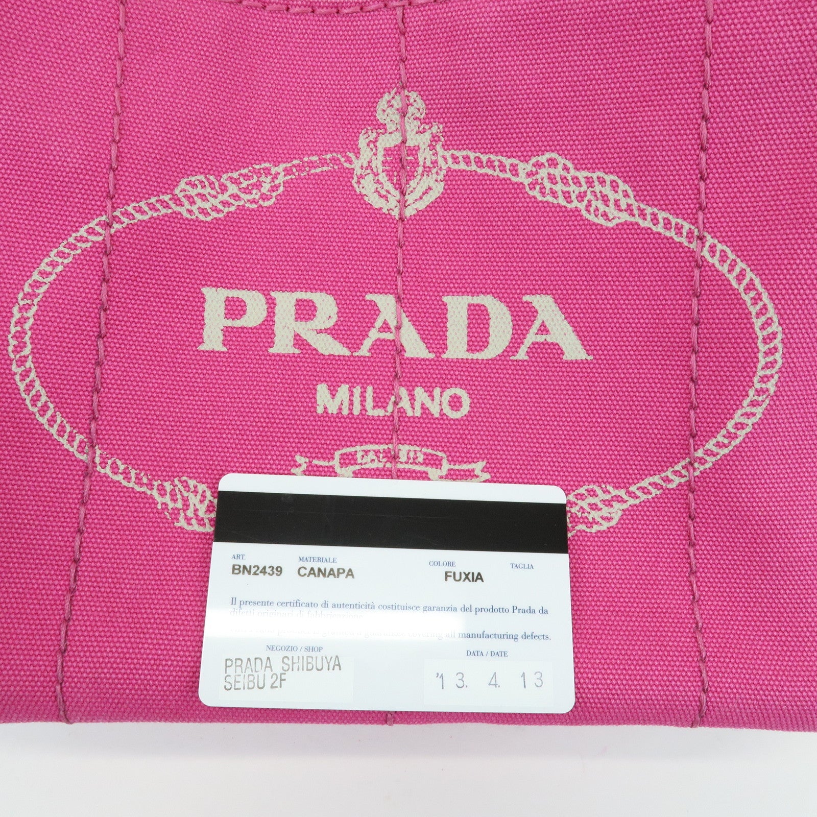 PRADA Triangle Logo Canapa Mini Canvas Tote Hand Bag Pink BN2439