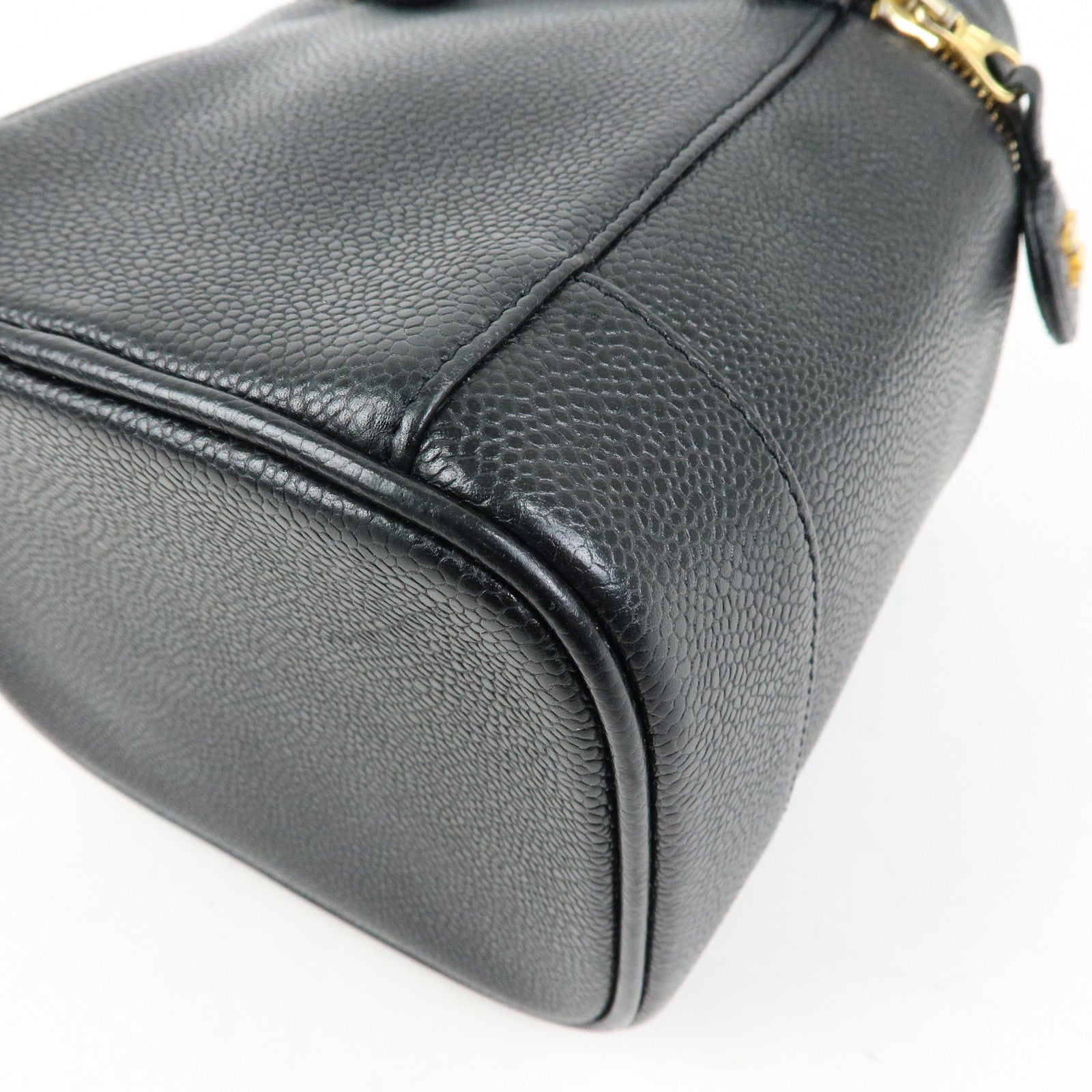 CHANEL COCO Mark Caviarskin Vanity Bag Hand Bag Black A01998