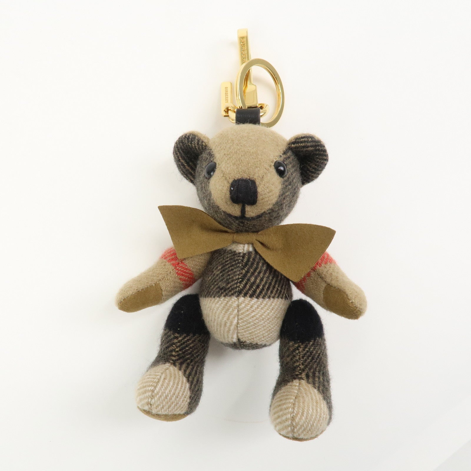 BURBERRY Nova Plaid Thomas Teddy Bear Cashmere Bag Charm Key Holder