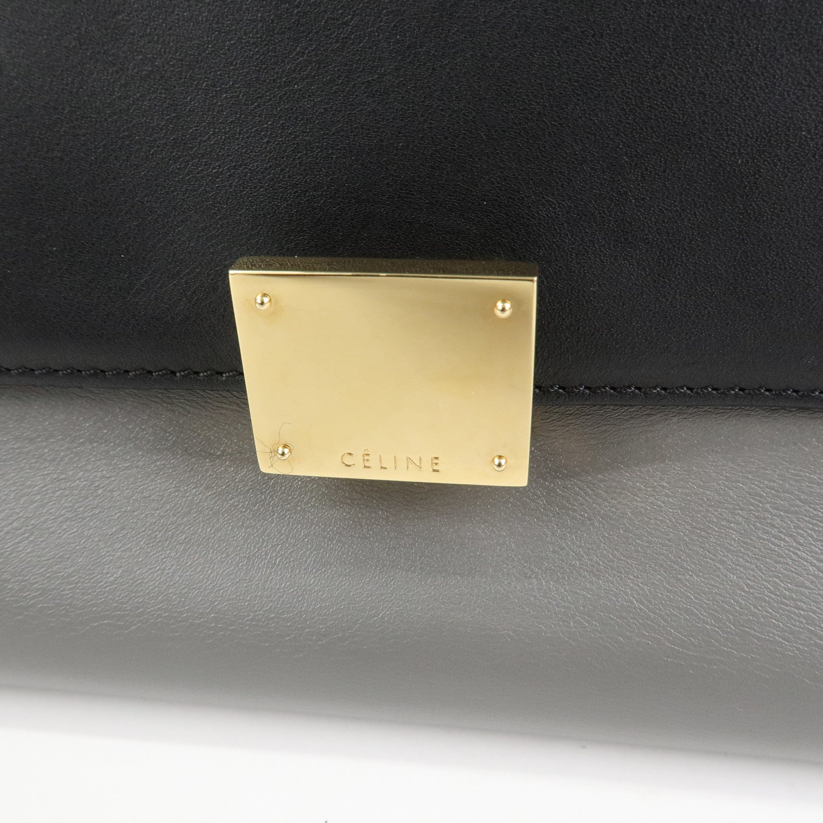 CELINE Trapeze Leather Suede 2Way Hand Shoulder Bag Black Orange