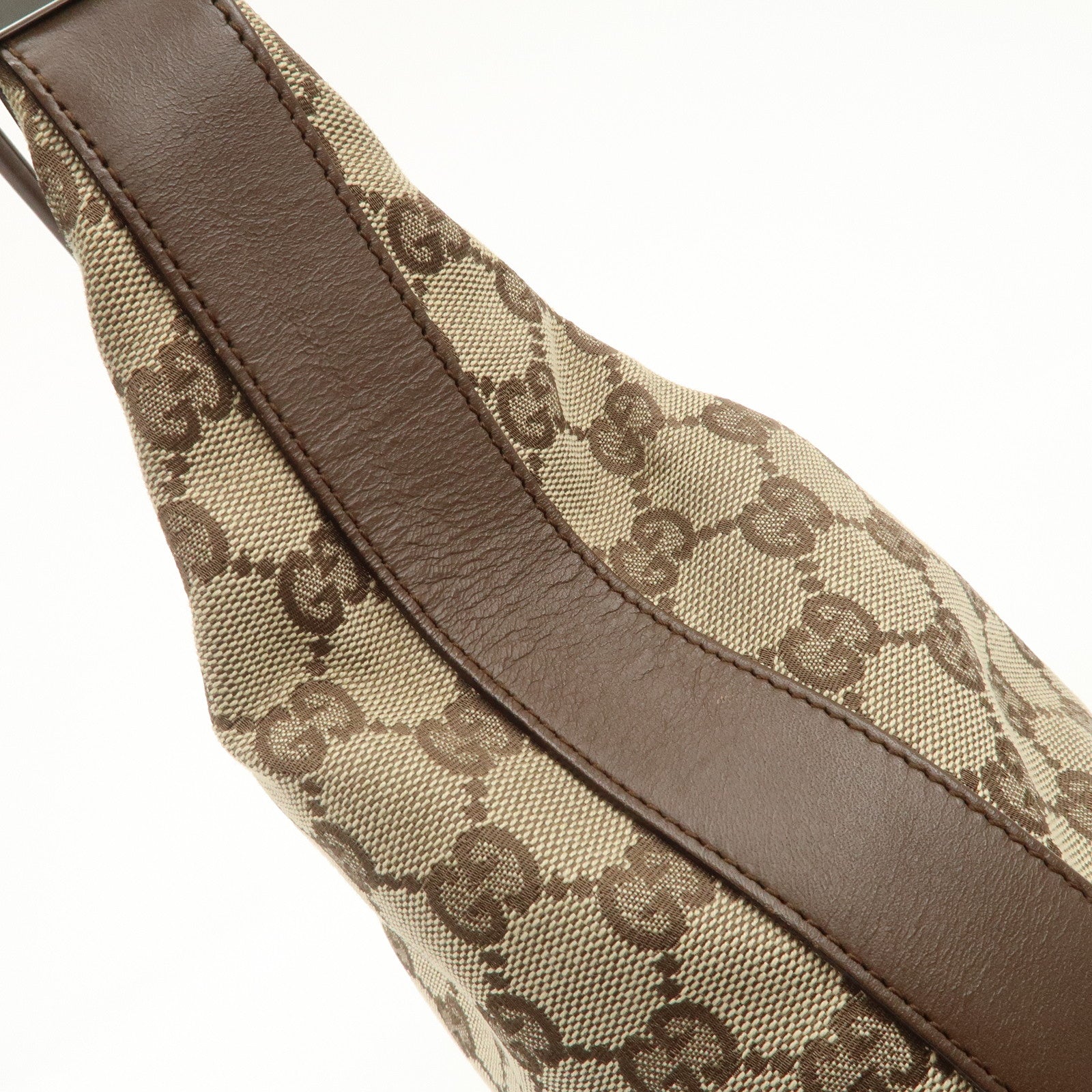 GUCCI GG Canvas Leather Shoulder Bag Beige Brown 203419 Used