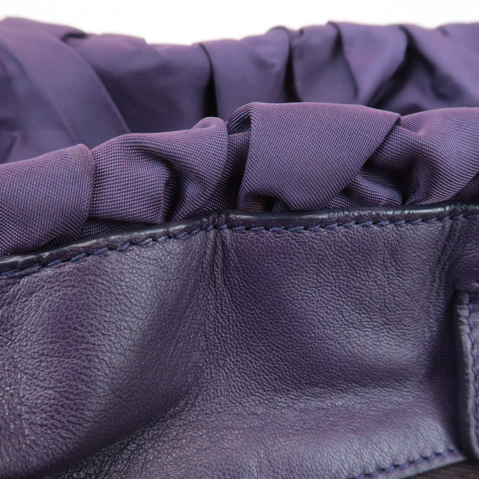 PRADA Triangle Logo Leather Nylon Tote Bag Shoulder Bag Purple Used