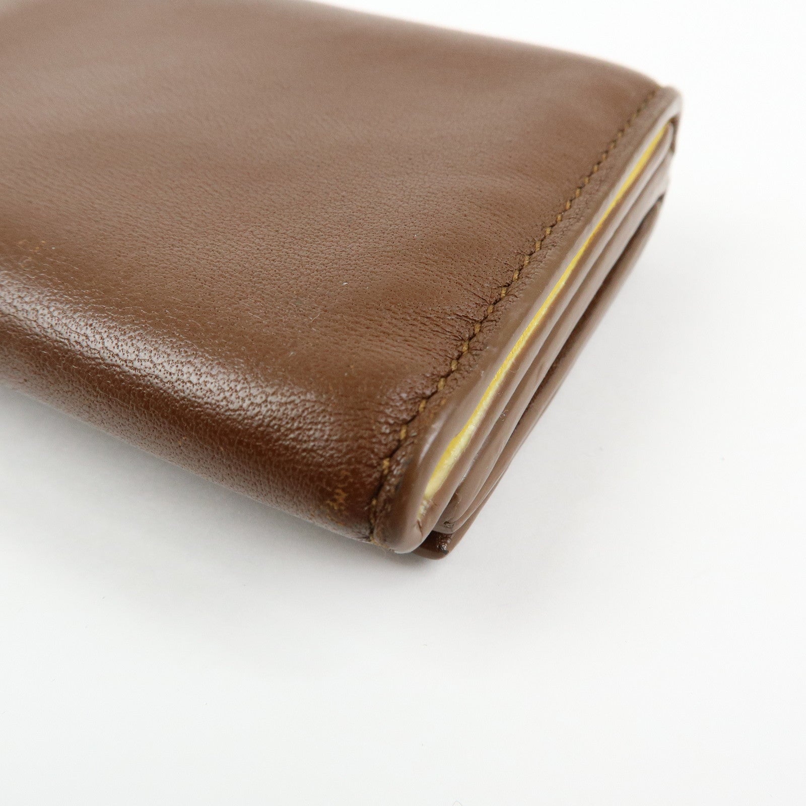 Bottega Veneta Lamb Skin Bi-fold Comact Wallet Brown 550306