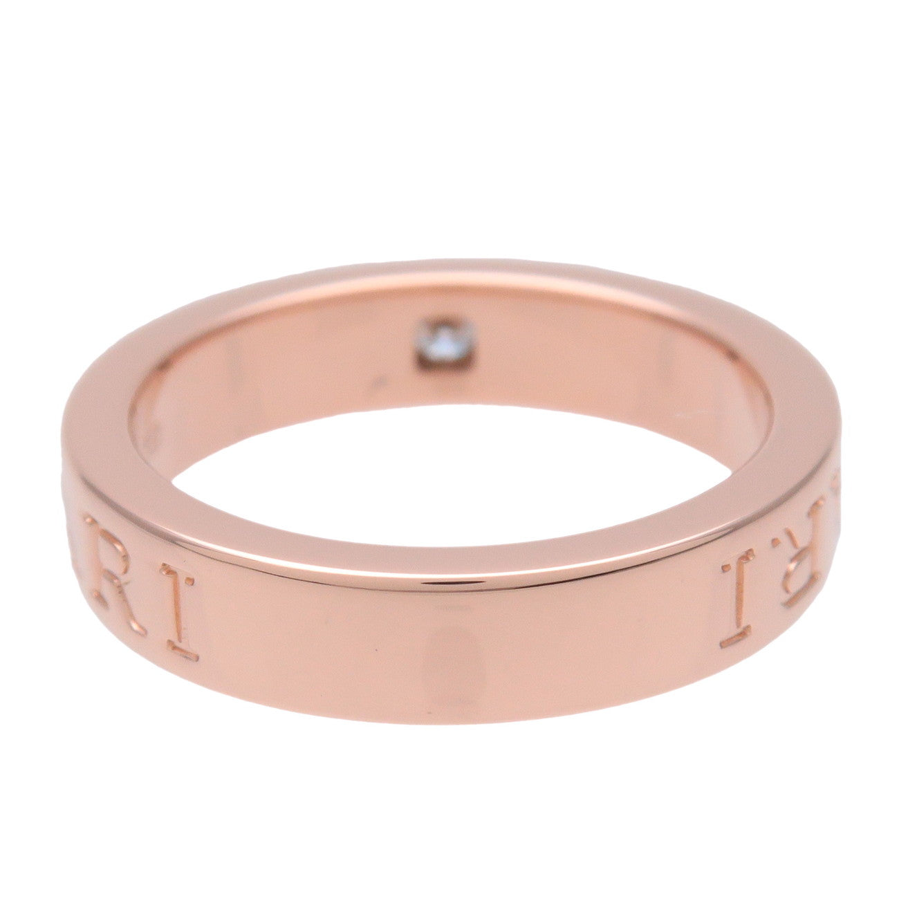 BVLGARI Double Logo 1P Daimond Ring K18 750PG Rose Gold #50 US5.25