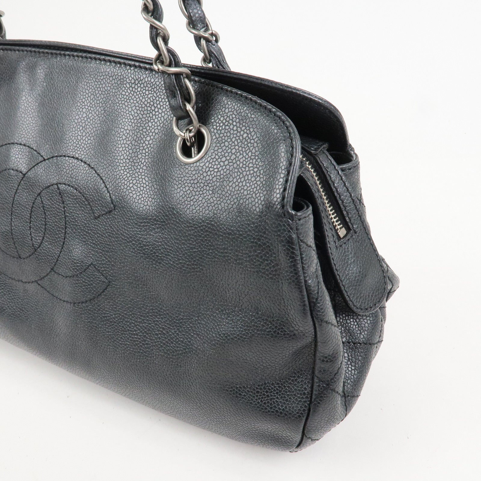 CHANEL COCO Mark Caviarskin Chain Shoulder Bag Black