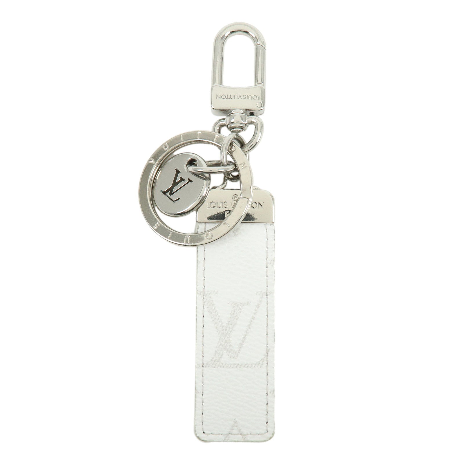 Louis Vuitton Monogram Canvas Taiga Leather Bag Charm Blanc M01347