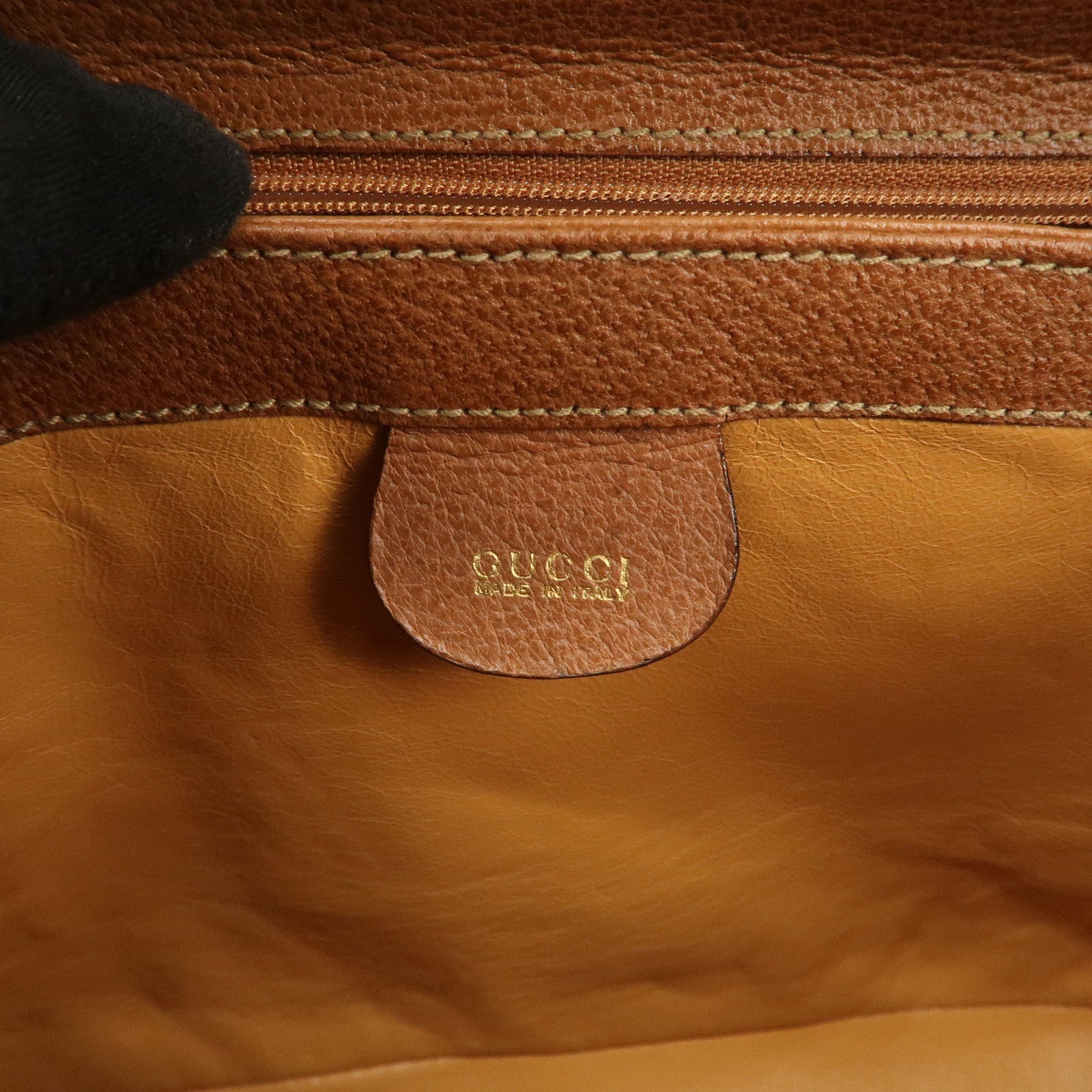GUCCI Bamboo Leather 2Way Tote Bag Hand Bag Brown 000.926.0175