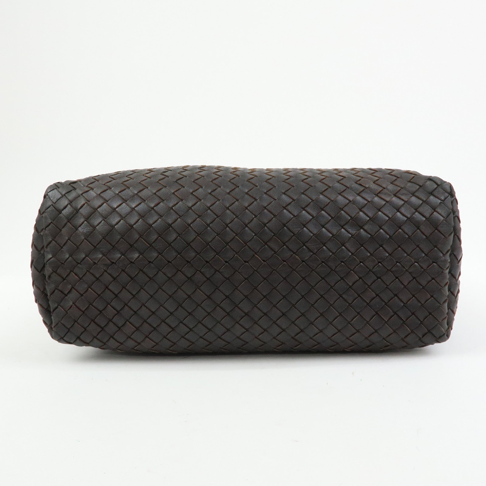 BOTTEGA VENETA Intrecciato Leather Shoulder Bag Dark Brown 181347