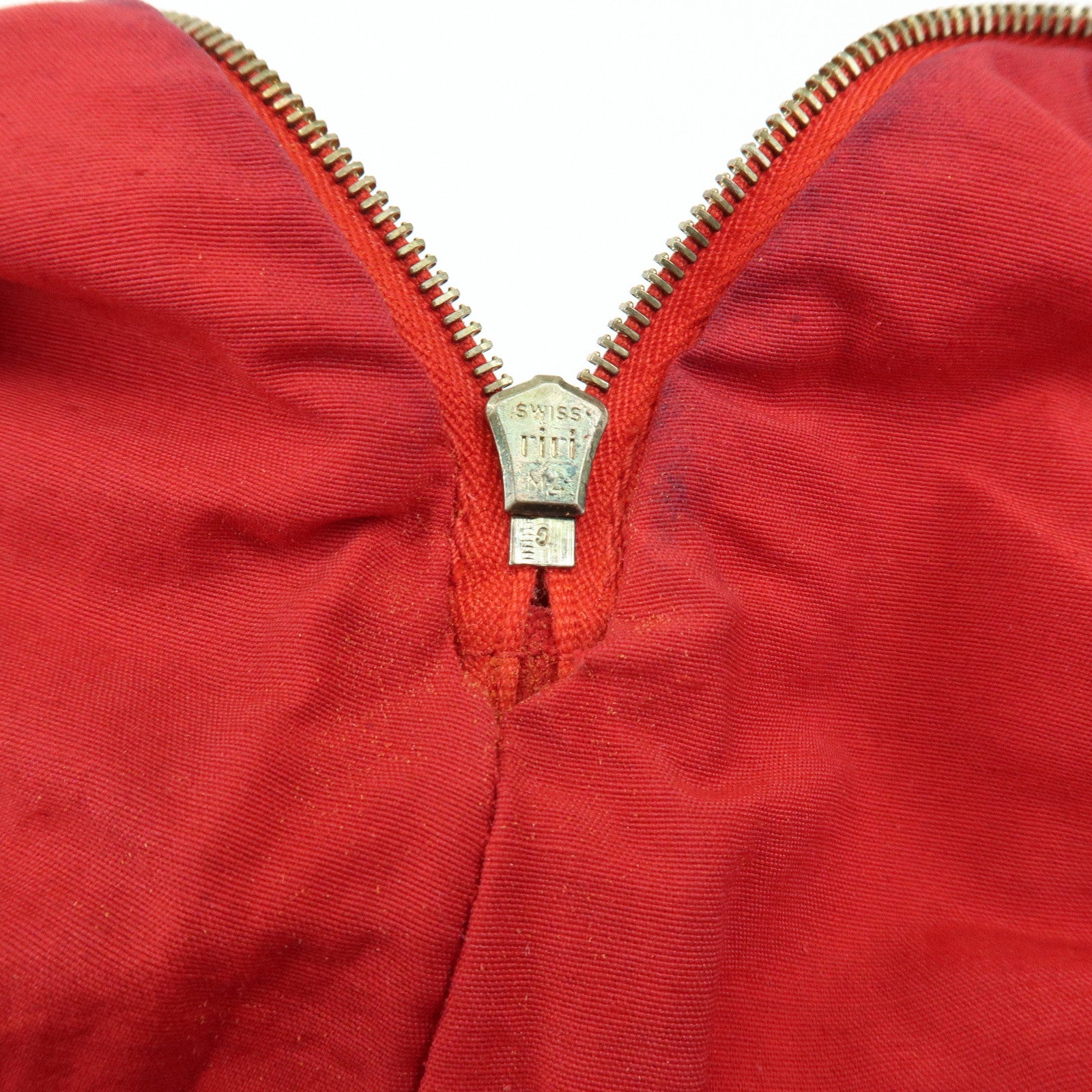 HERMES Cotton Canvas Bolide Pouch GM Cosmetic Pouch Red