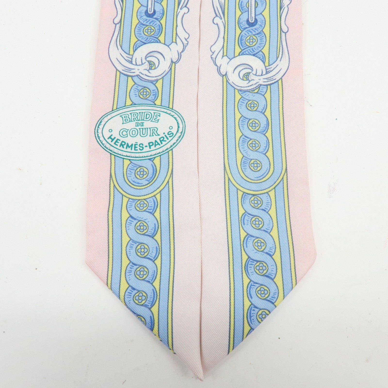 HERMES Silk 100% Twilly BRIDE DE COUR Pink Light Blue