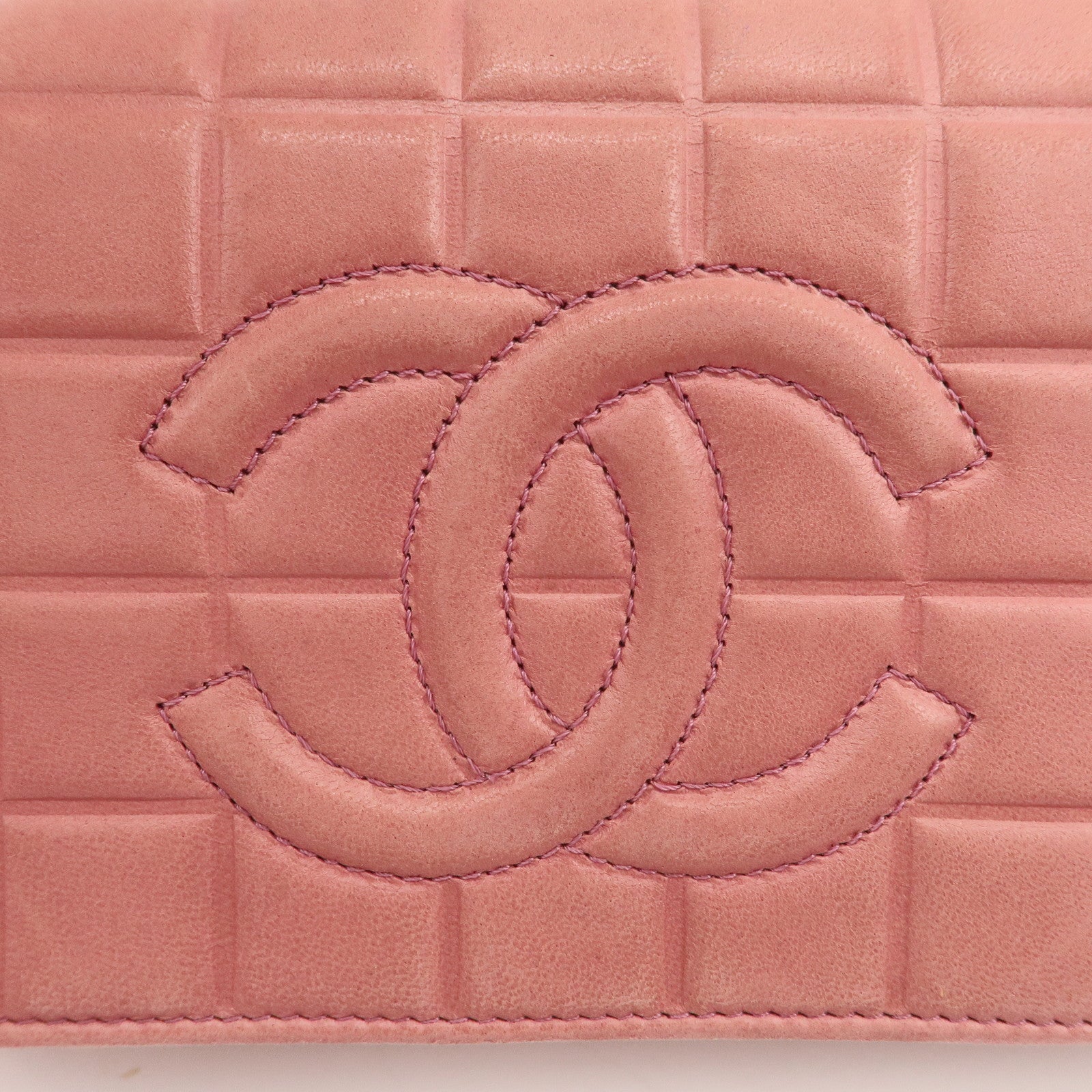 CHANEL COCO Mark Chocolate Bar Lamb Skin Shoulder Bag Pink