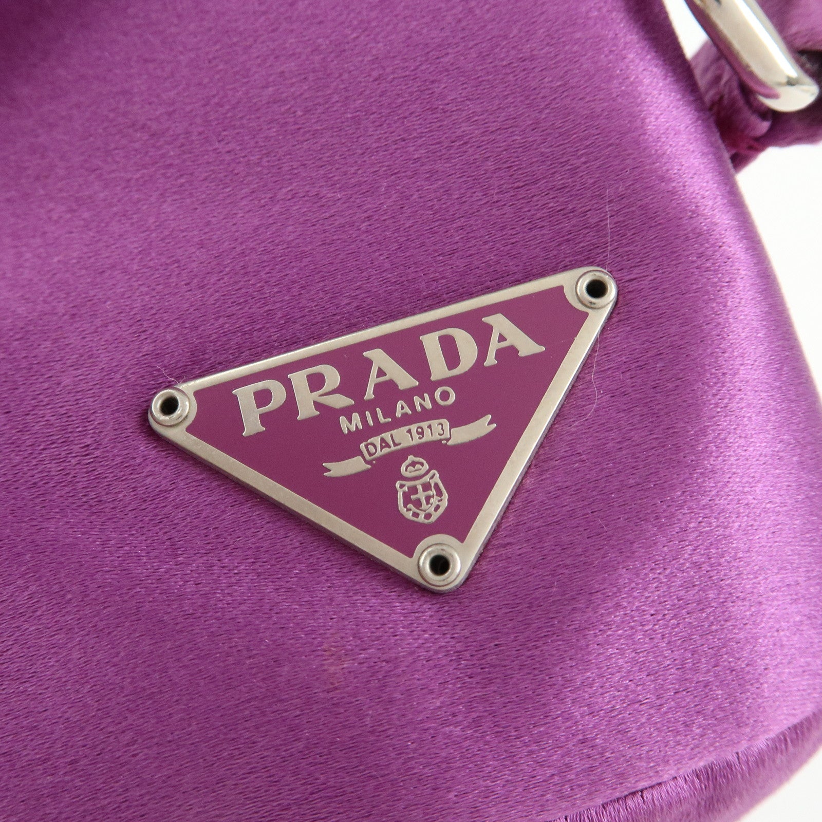 PRADA Triangle Logo Satin Mini Hand Bag Pochette Pouch Purple