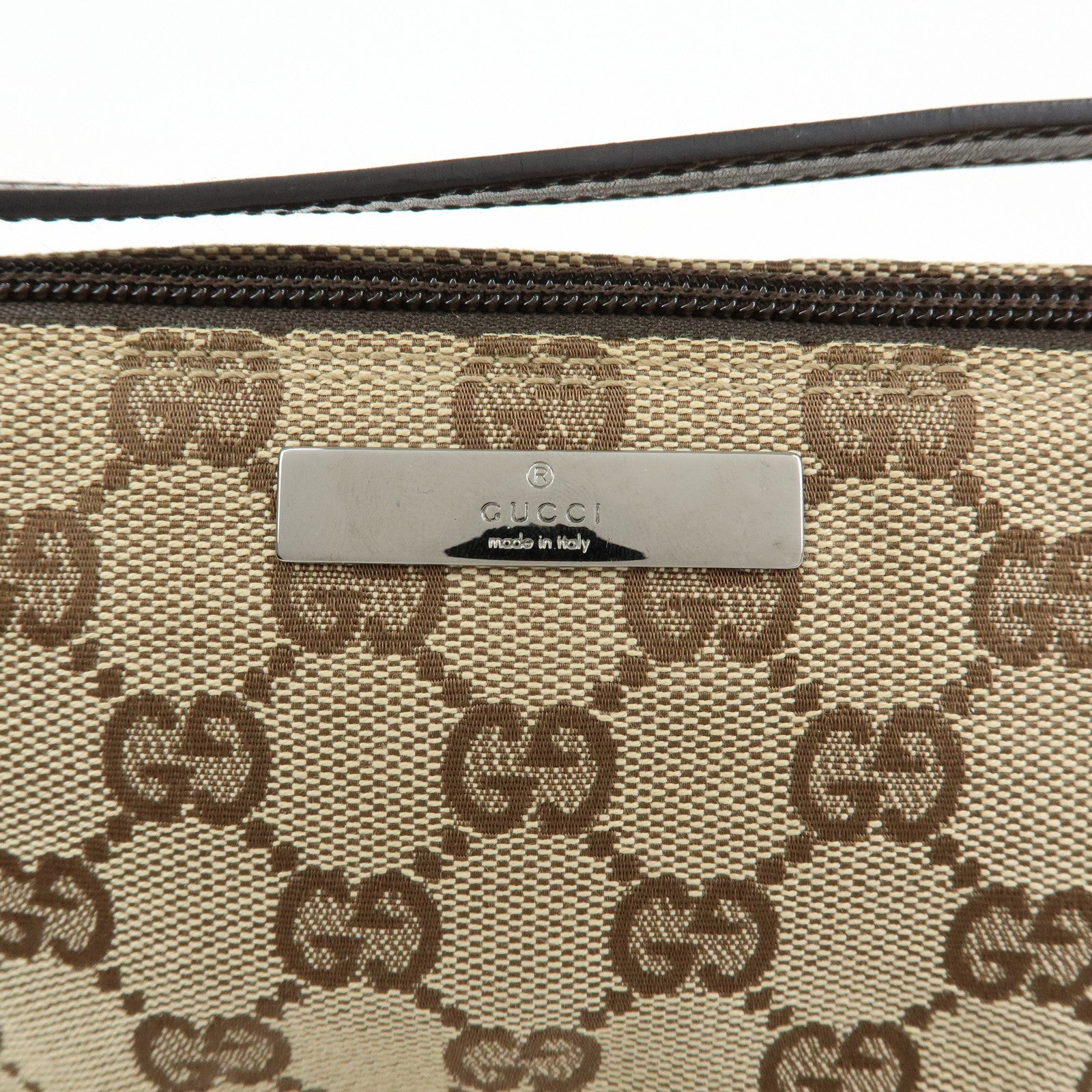 GUCCI Boat Bag GG Canvas Leather Hand Bag Beige Brown 07198