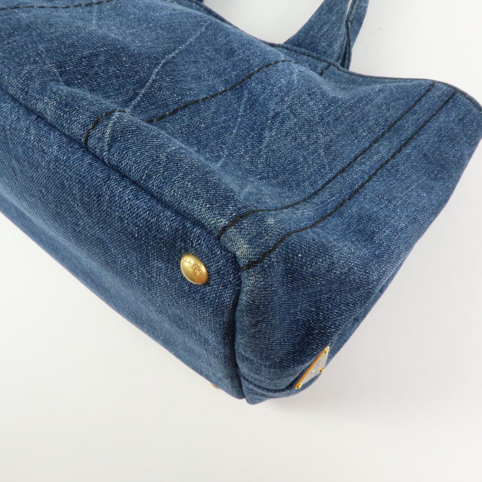 PRADA Triangle Logo Canapa Denim 2Way Hand Bag Shoulder Bag B2642B