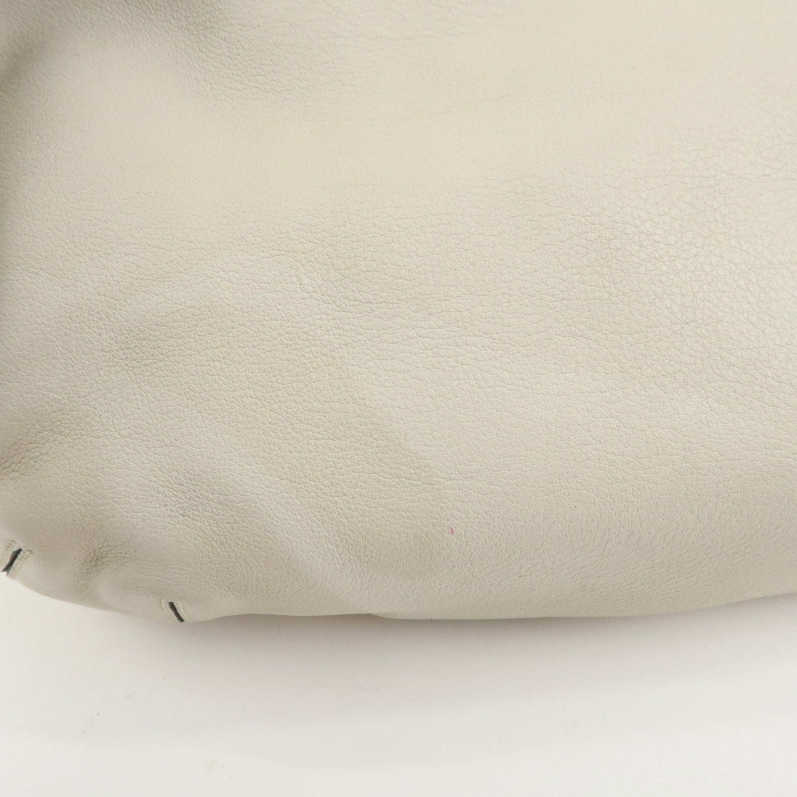 FENDI Logo Leather 2Way Bag Hand Bag Shoulder Bag Ivory 8BN238