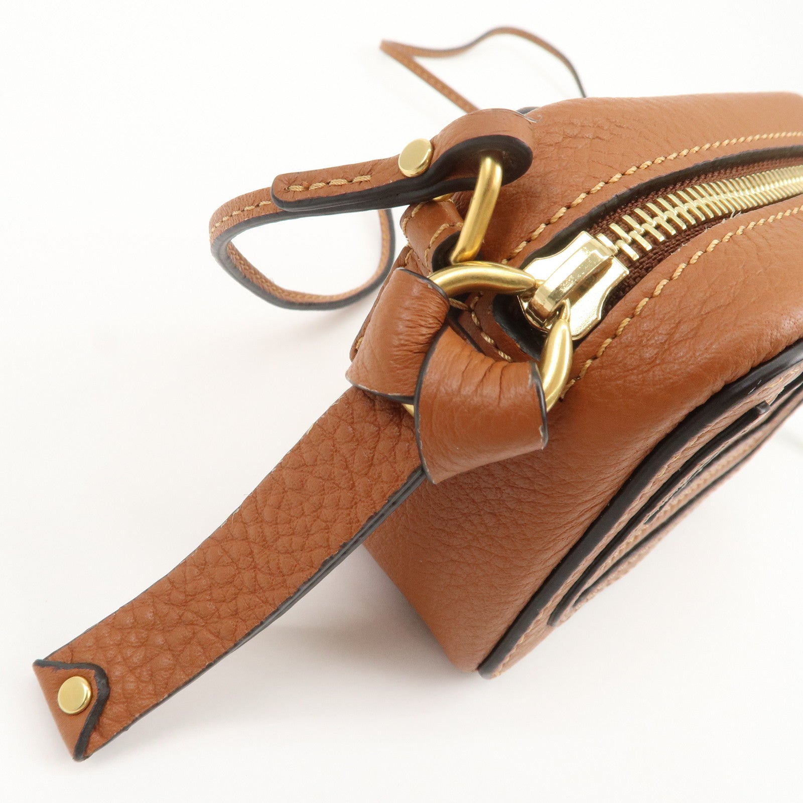 Chloe Marcie Logo Leather Shoulder bag Crossbody Bag Brown