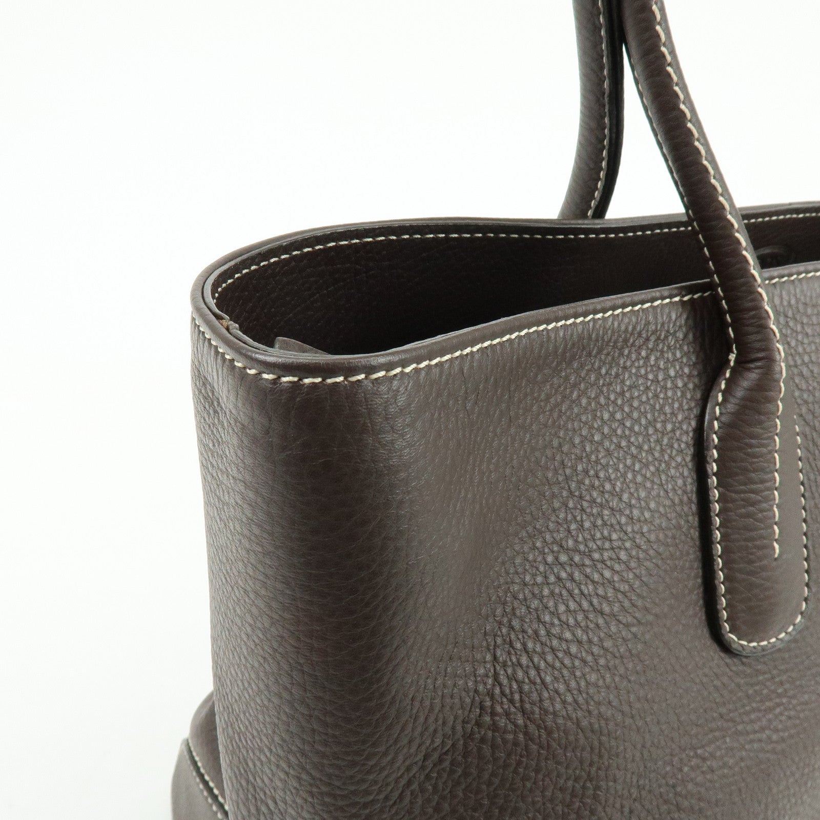 TOD'S Logo Leather Tote Bag Shoulder Bag Brown