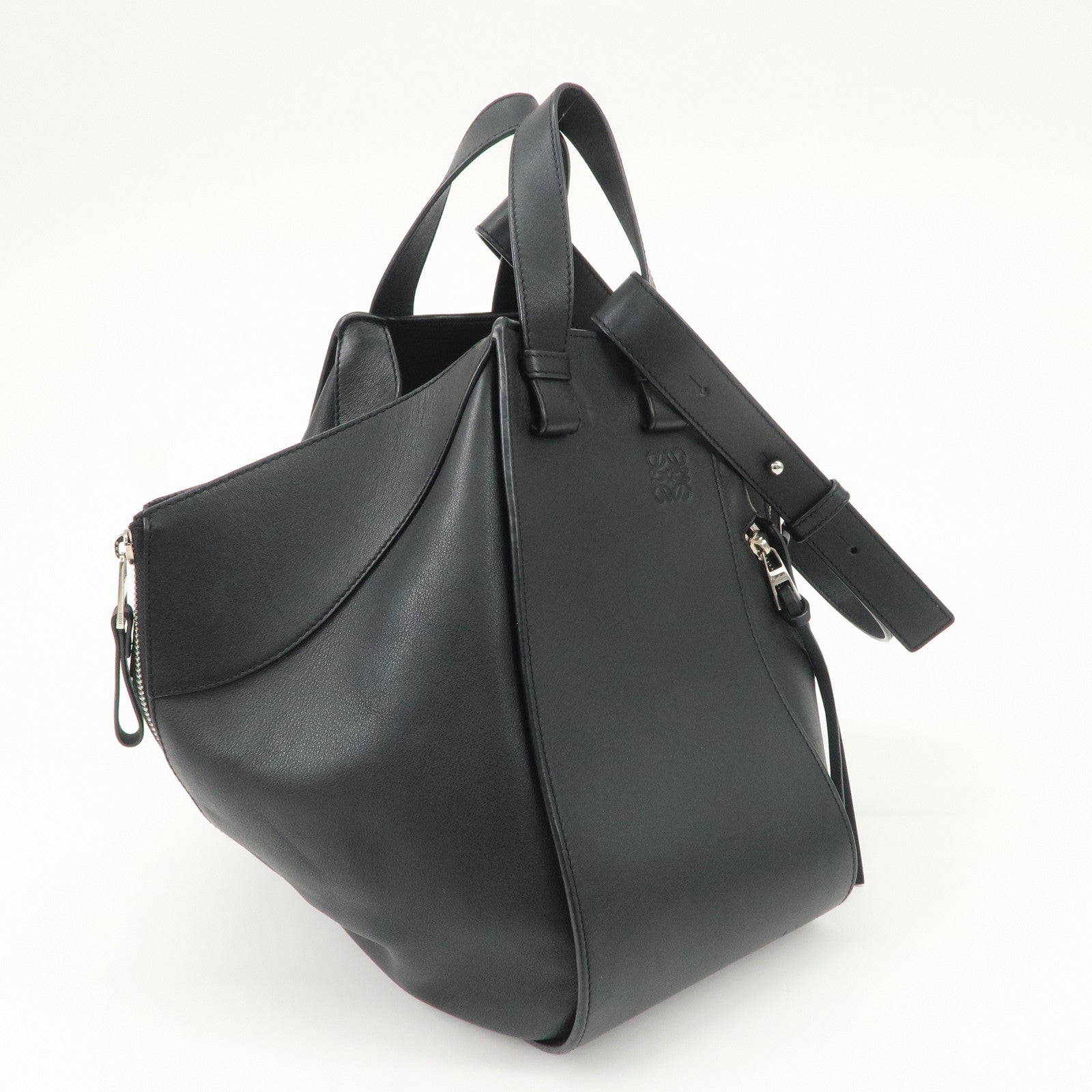 LOEWE Hammock Medium Leather 2Way Bag Shoulder Bag Hand Bag Black