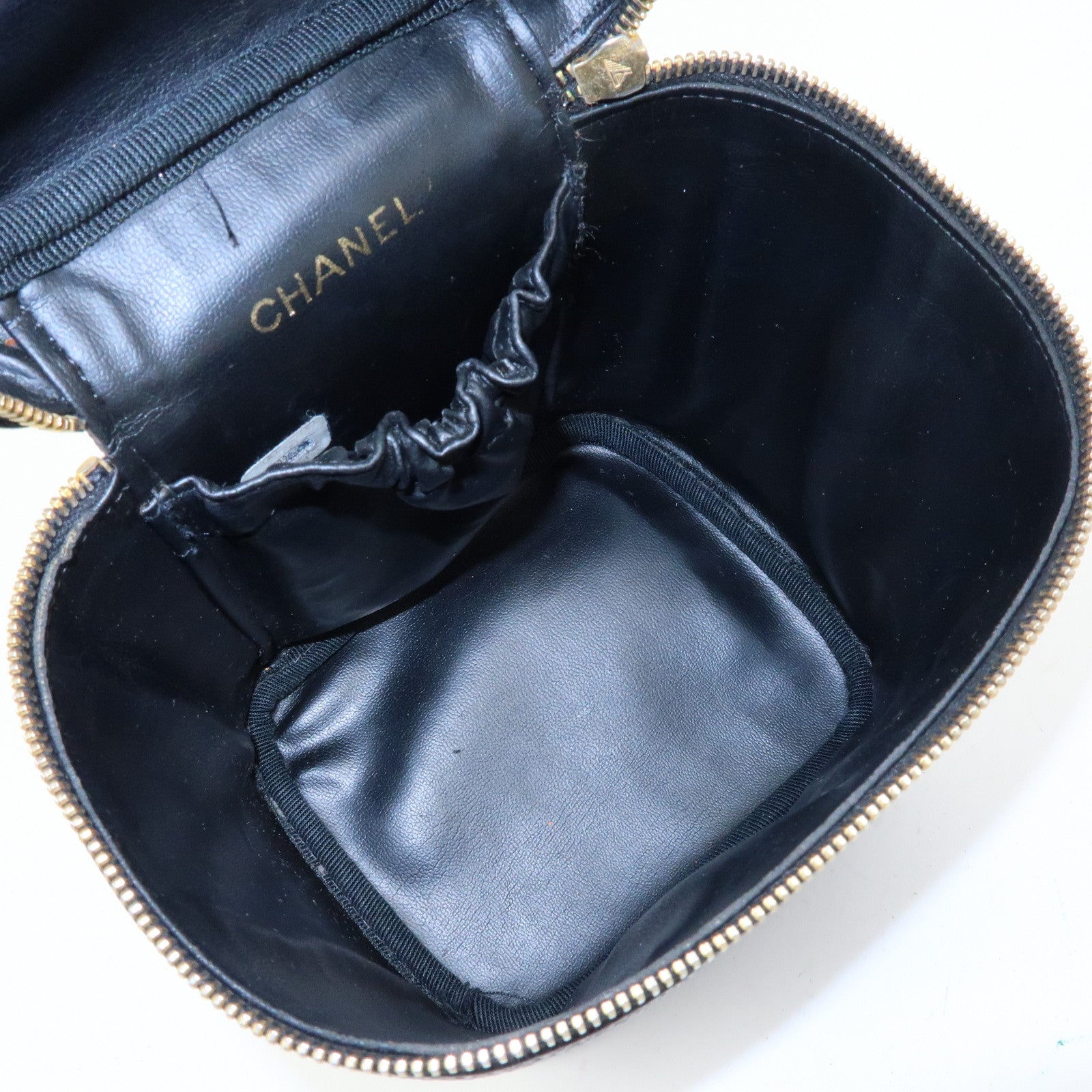 CHANEL COCO Mark Cavairskin Vanity Bag Hand Bag Black A01998