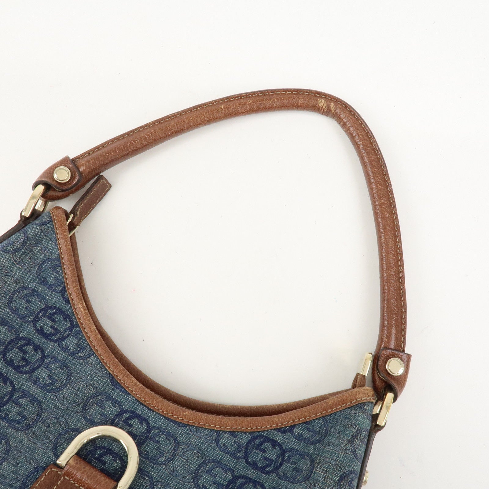 GUCCI Abbey GG Denim Canvas Leather Shoulder Bag Hand Bag 130738