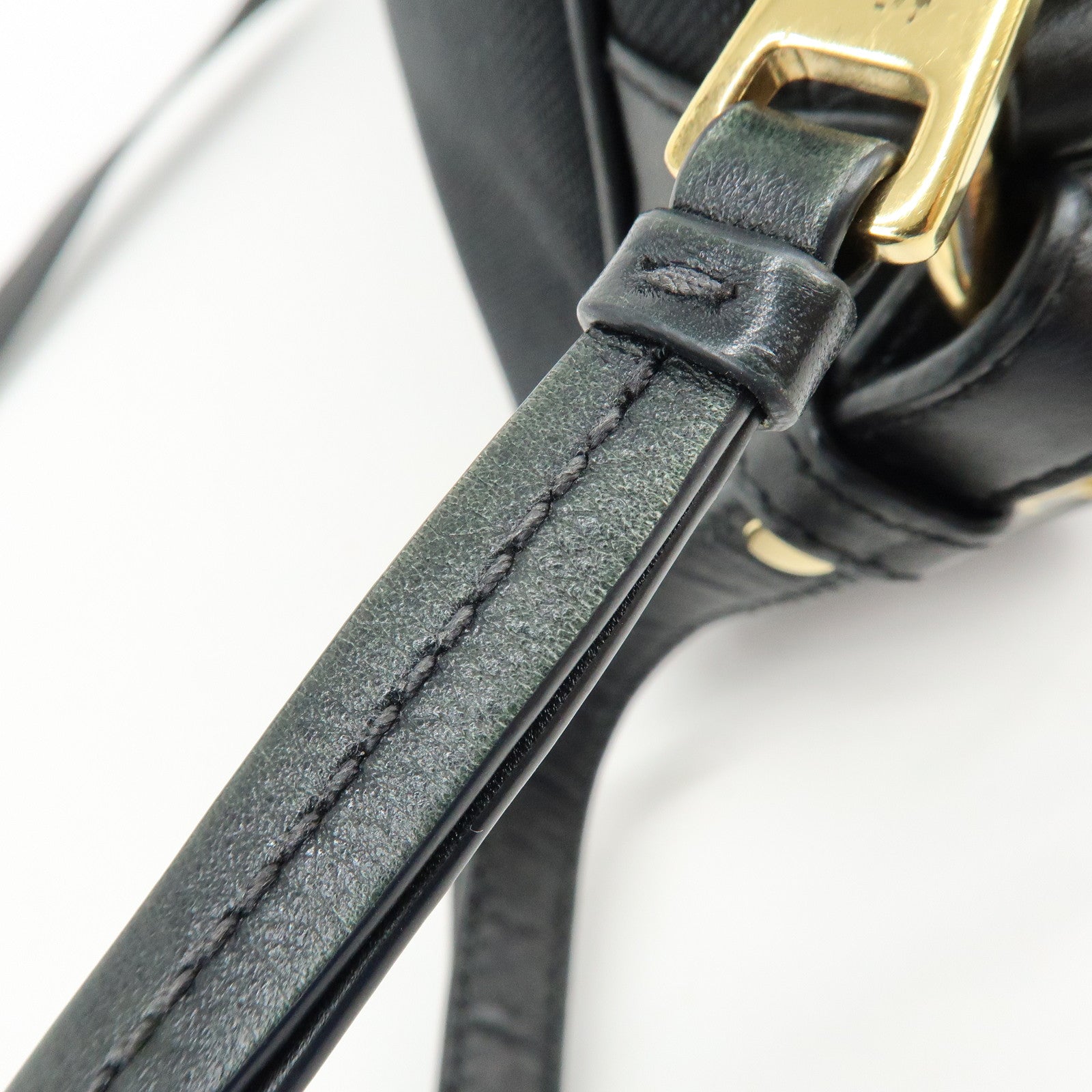 PRADA Triangle Logo Jacquard Leather Shoulder Bag Black 1BH089