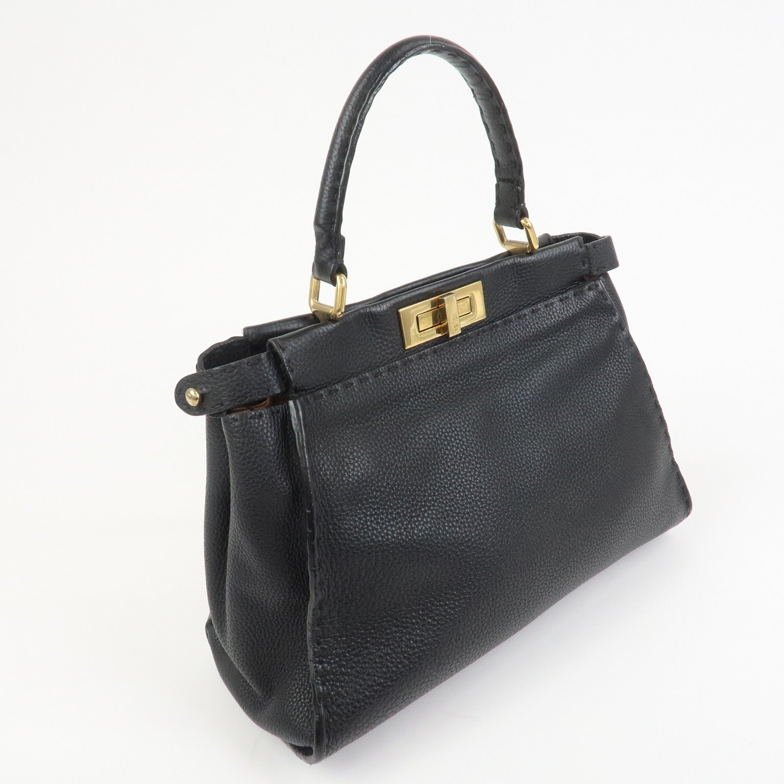 FENDI Selleria Peekaboo Leather 2Way Bag Hand Bag Shoulder Bag