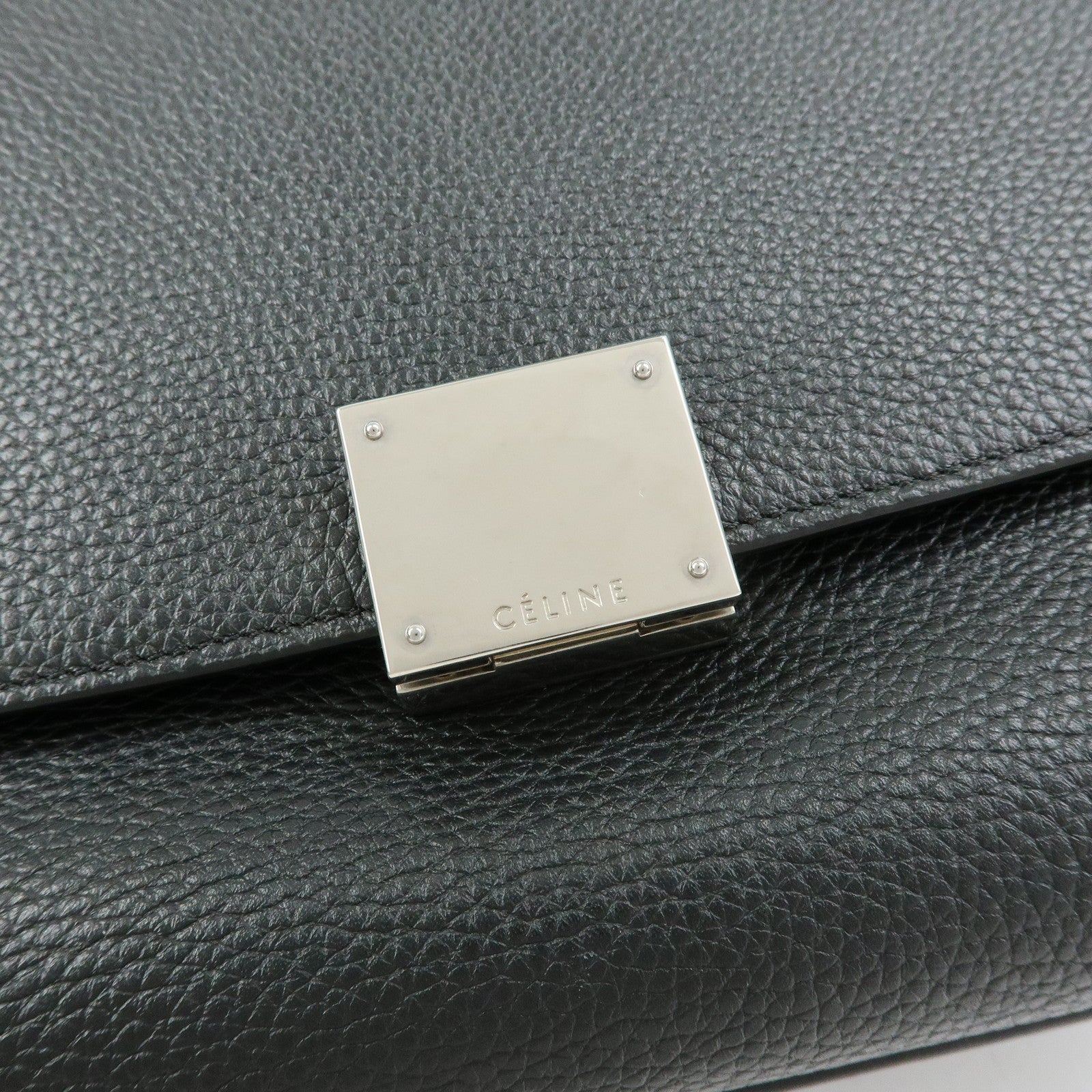 CELINE Trapeze Leather Suede 2WAY Bag Shoulder Bag Black