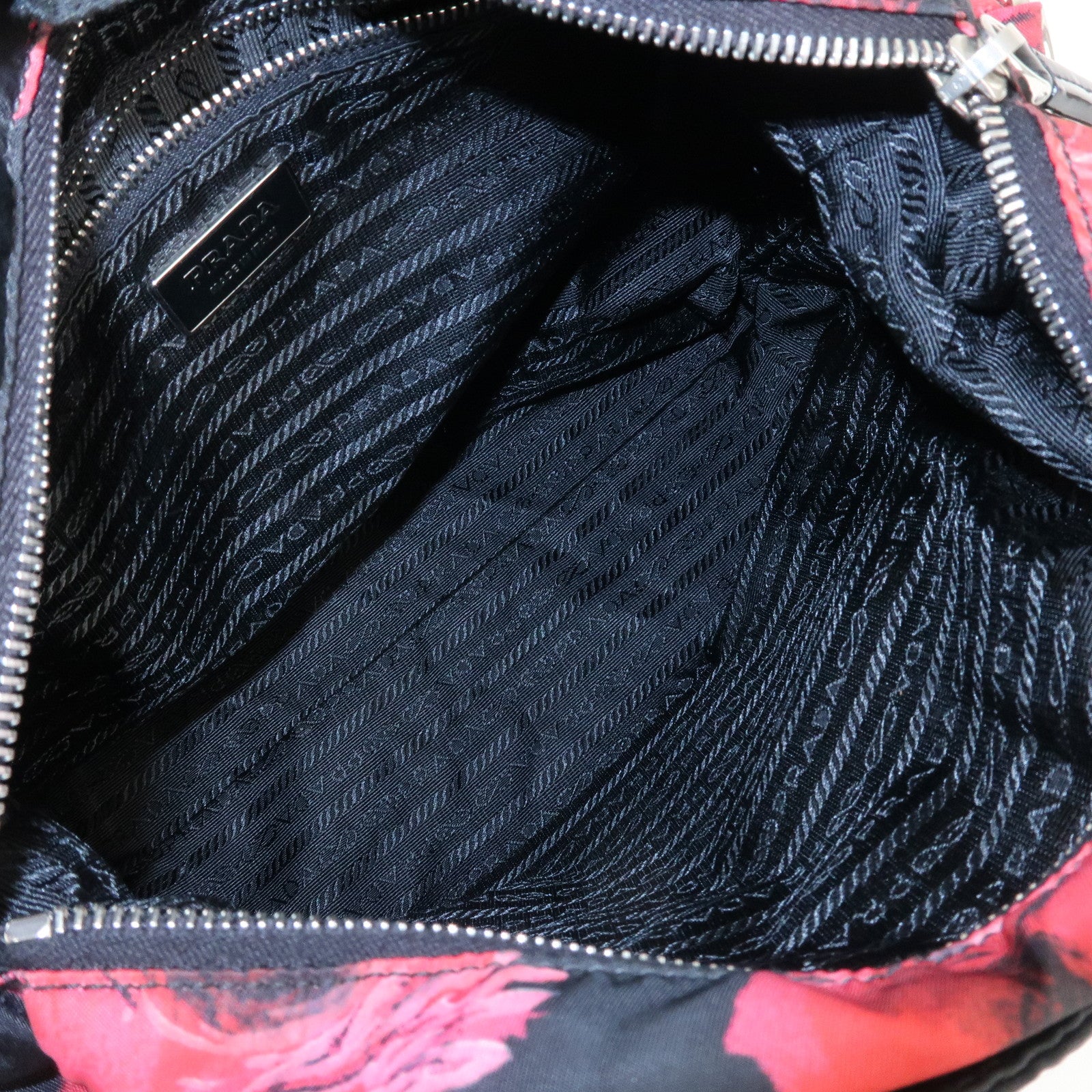 PRADA Triangle Logo Nylon Patent Leather 2Way Bag Flower BN1066 Used