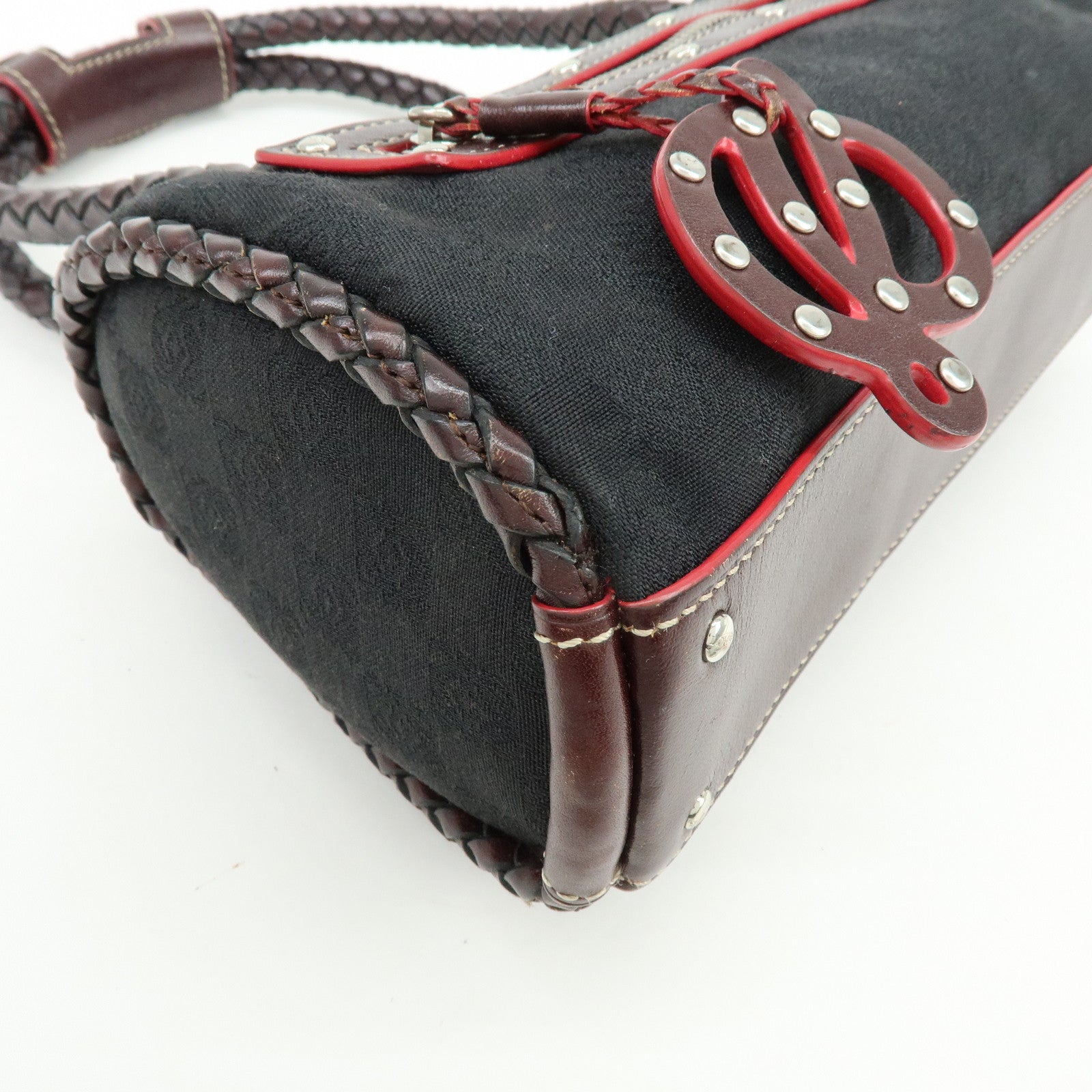 LOEWE Anagram Leather Mini Hand Bag Black Dark Brown