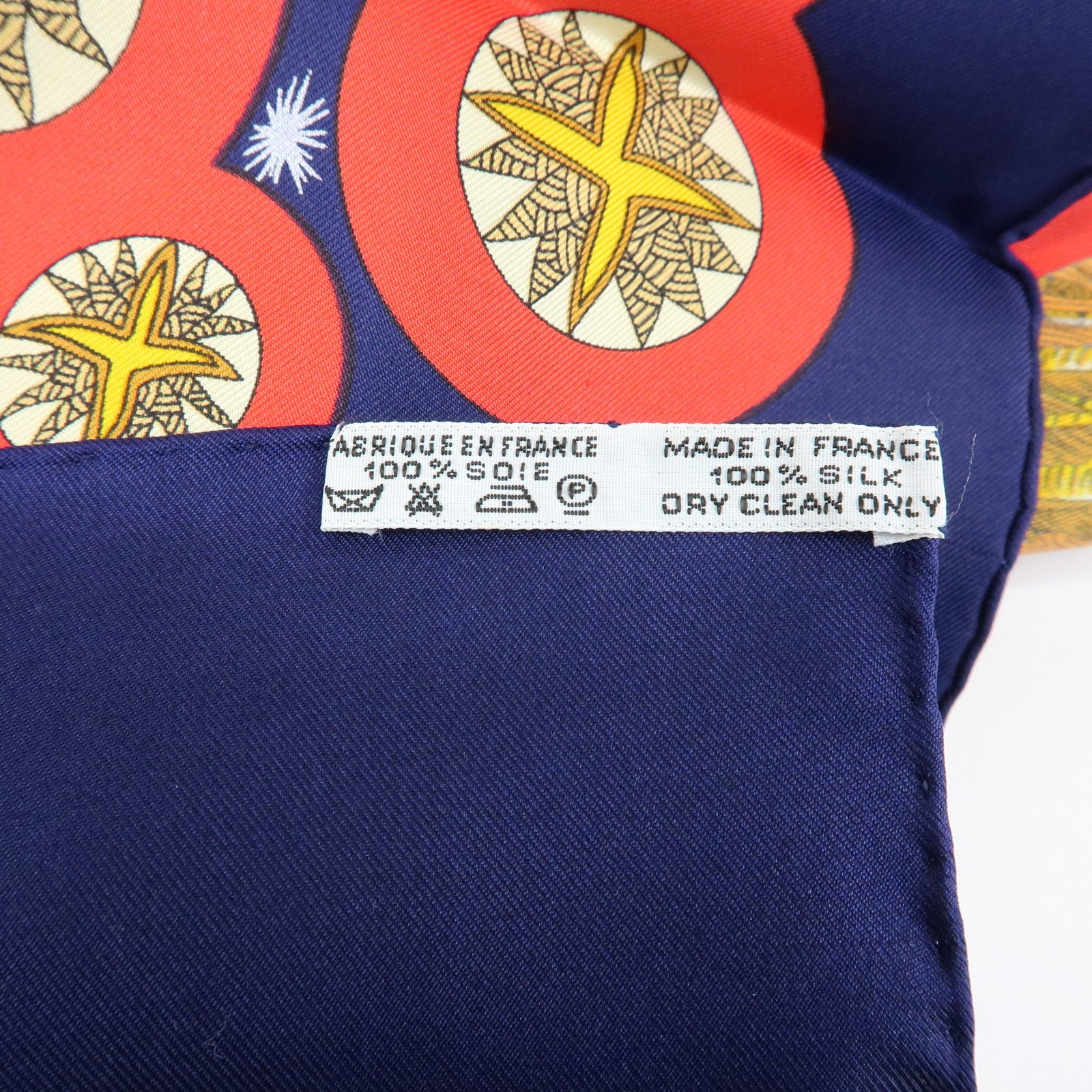 HERMES Carre 90 Silk 100% Scarf LE ROY SOLEIL Navy Red Yellow