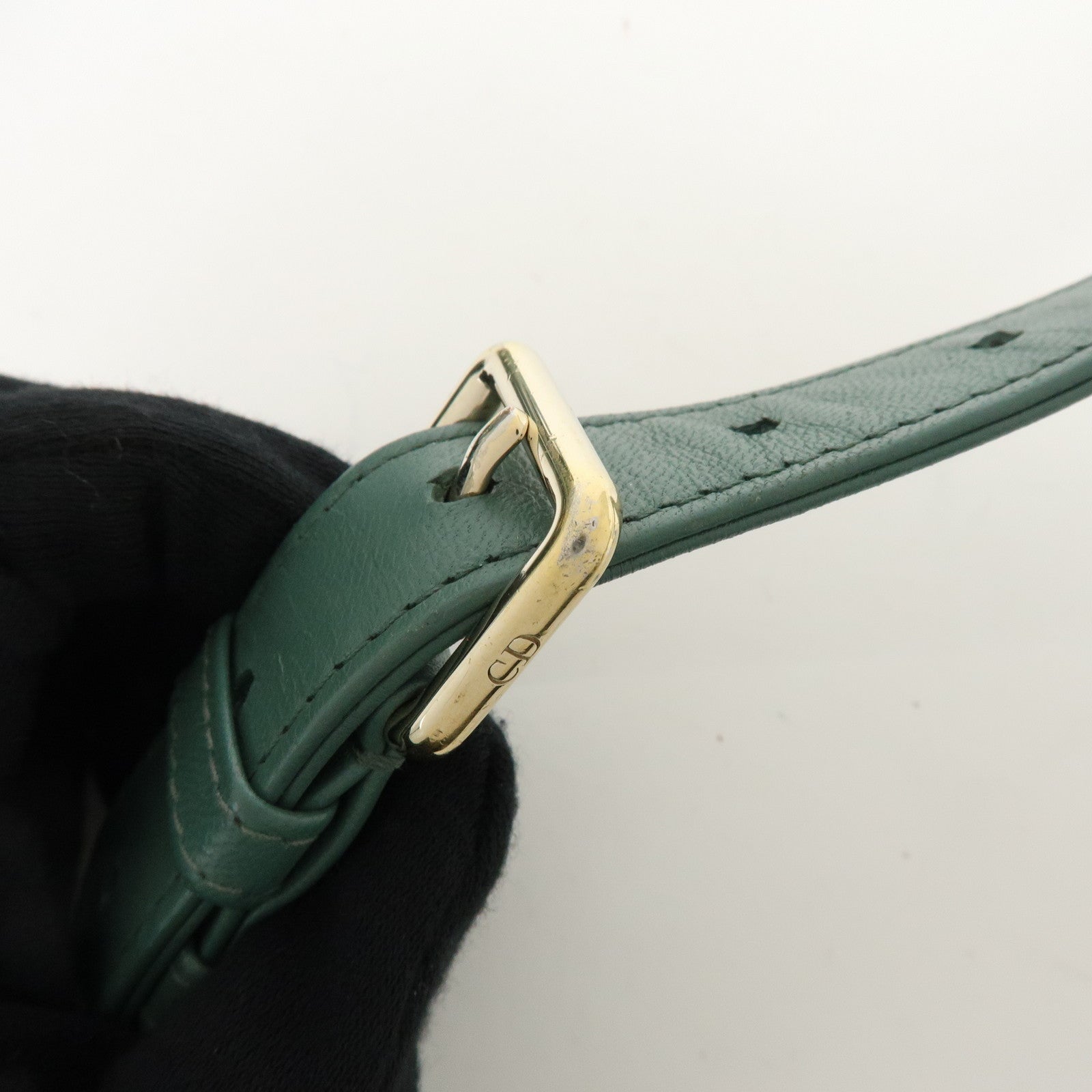 Christian Dior Lady Dior Cannage Lamb Skin 2Way Bag Hand Bag Green