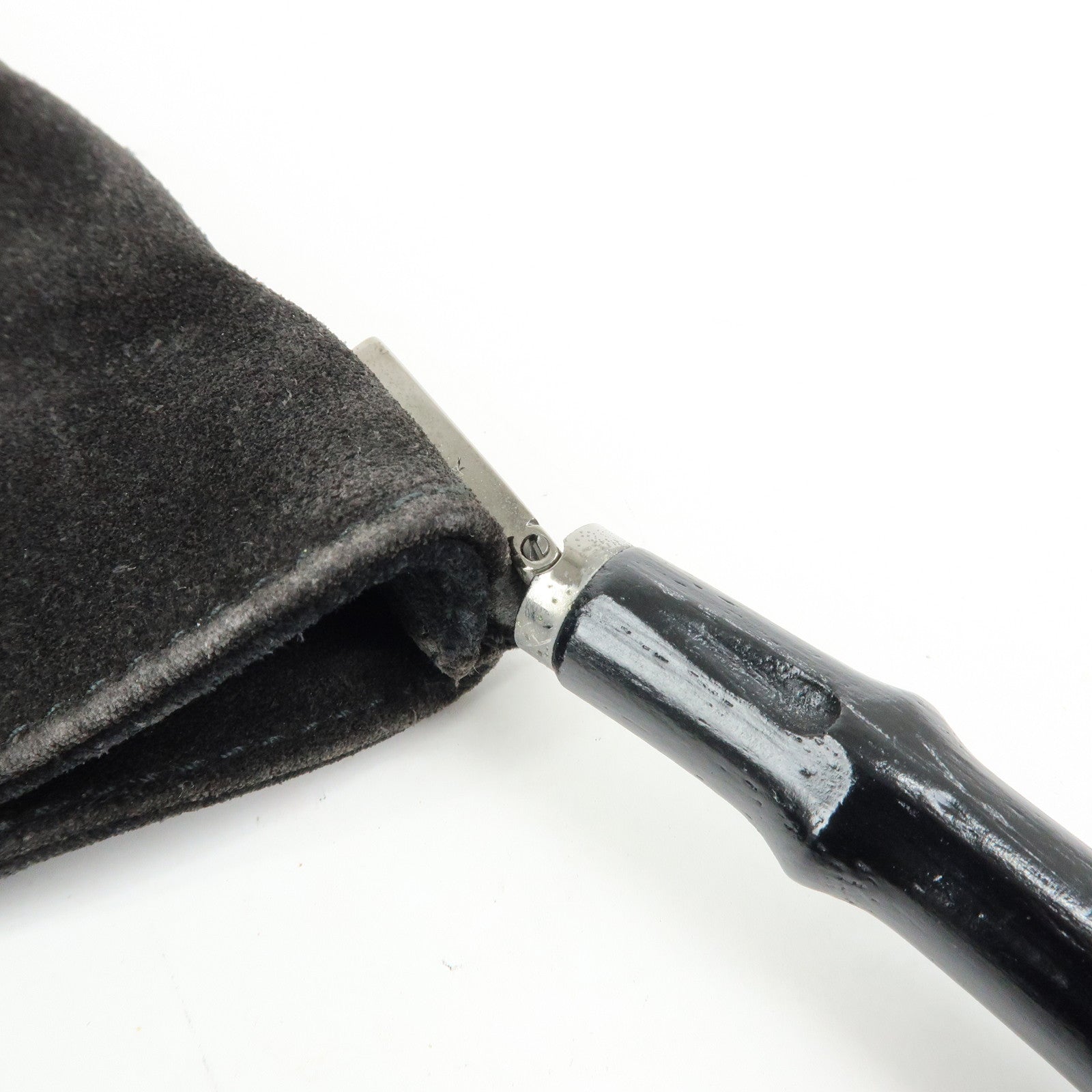 GUCCI Bamboo Suede Shoulder Bag Hand Bag Black 001.3244