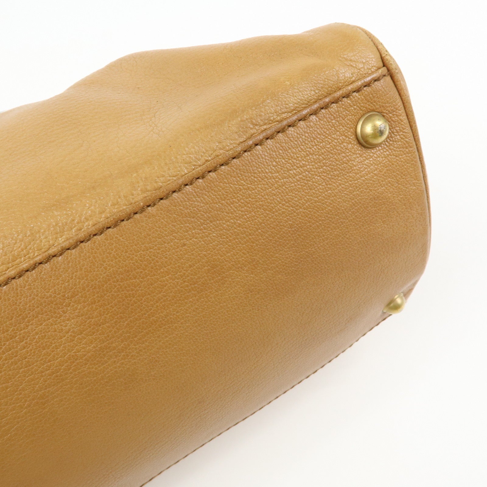 GUCCI Interlocking G Leather Blondie Studs Hand Bag Brown 121551