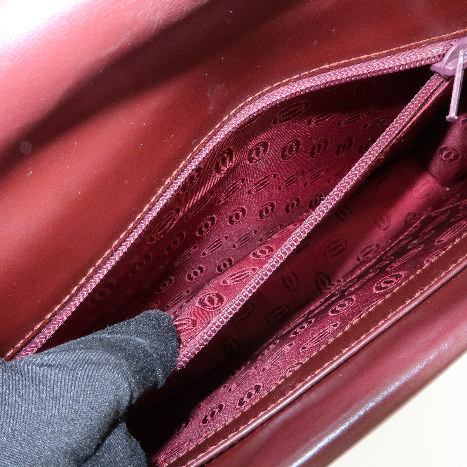 Cartier Must de Cartier Leather Shoulder Bag Hand Bag Bordeaux