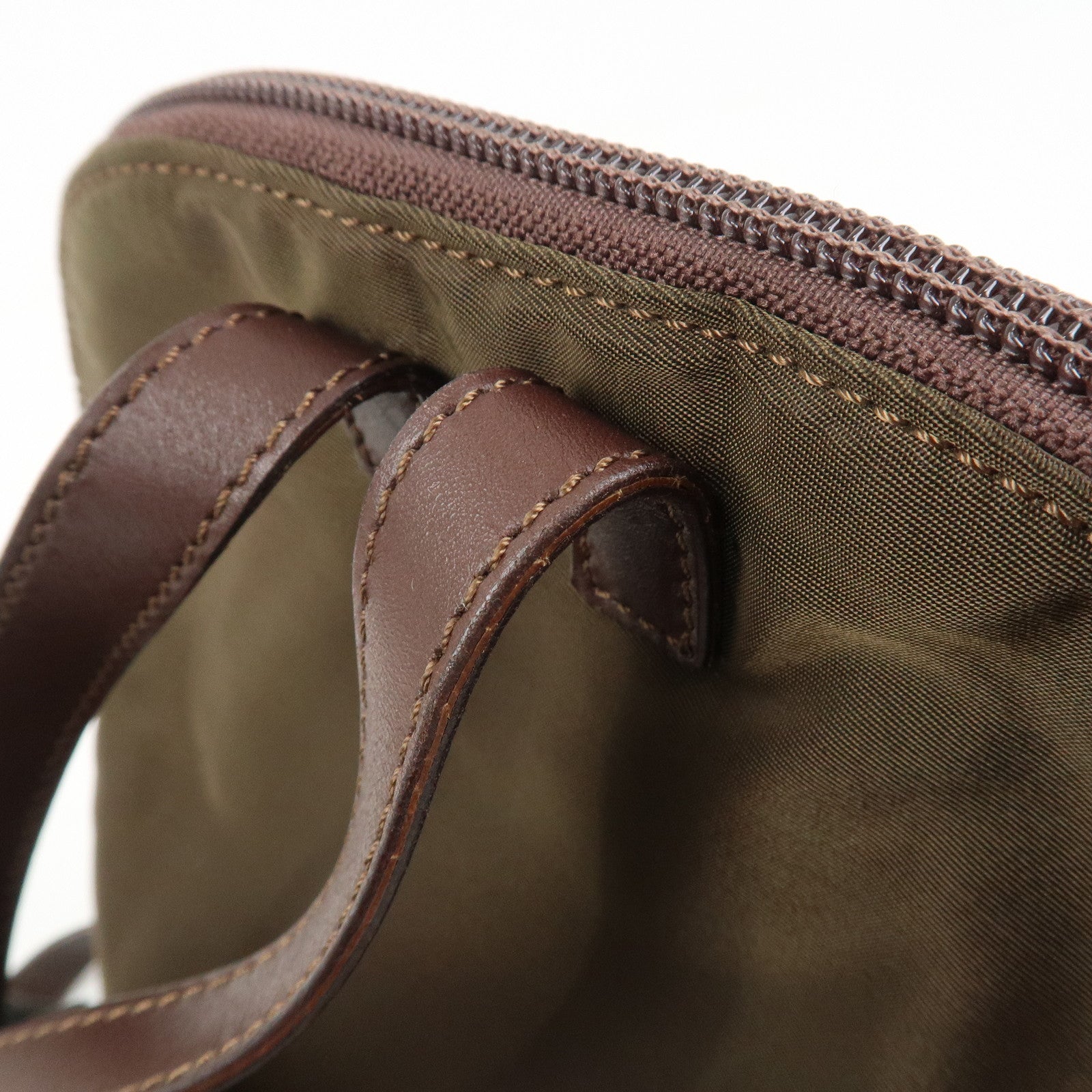 CELINE Logo Nylon Leather Backpack Ruck Sack Brown