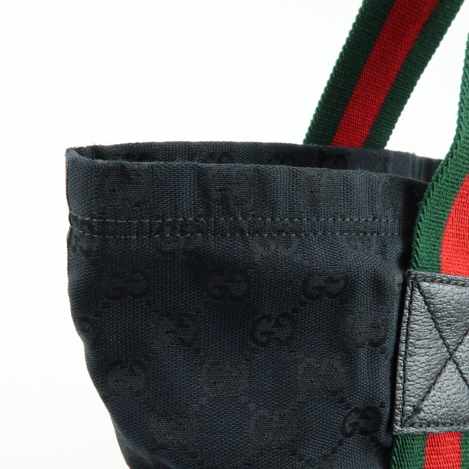 GUCCI Sherry GG Canvas Leather Tote Bag Shoulder Bag Black