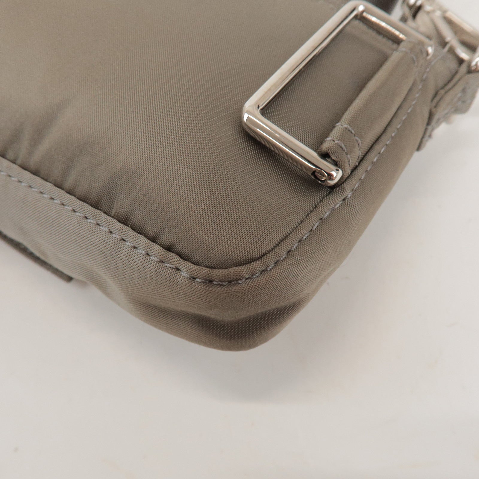 FENDI × PORTER Nylon Leather Baguette Mini 2WAY Bag Grey 7AS138