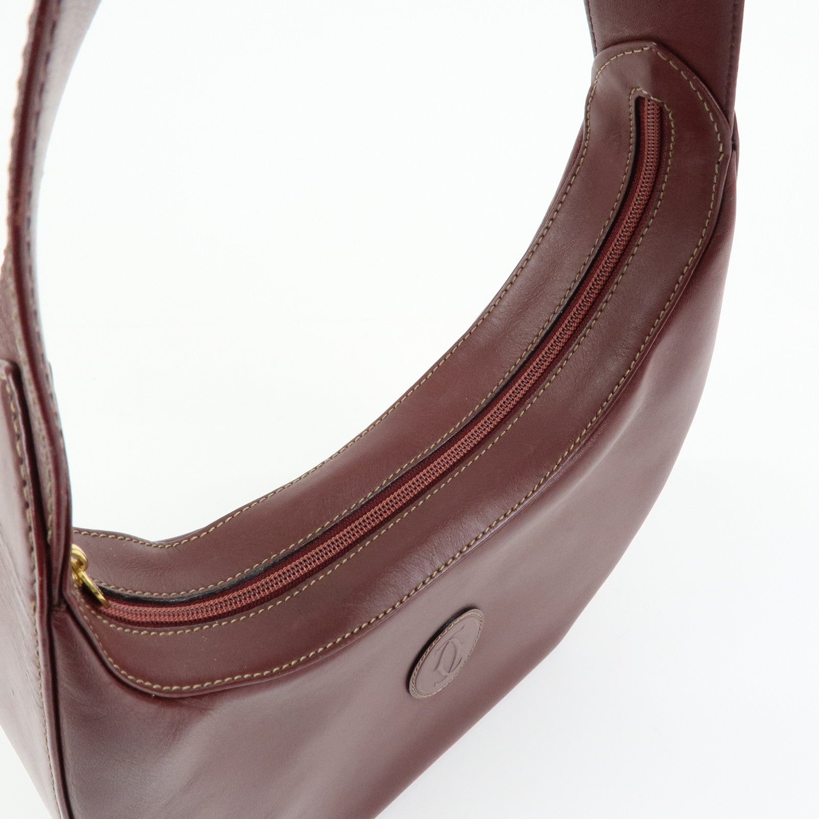 Cartier Must de Cartier Leather Shoulder Bag Hand Bag Bordeaux