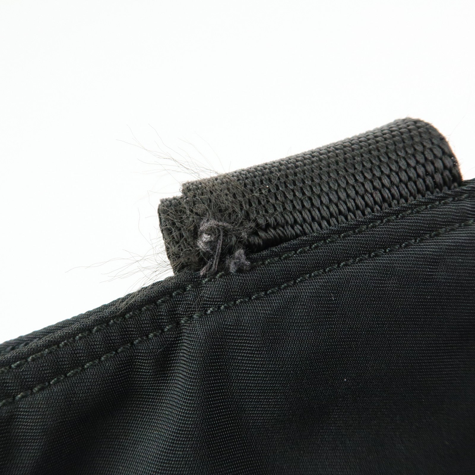 PRADA Triangle Logo Nylon Leather Tote Bag Shoulder Bag Black